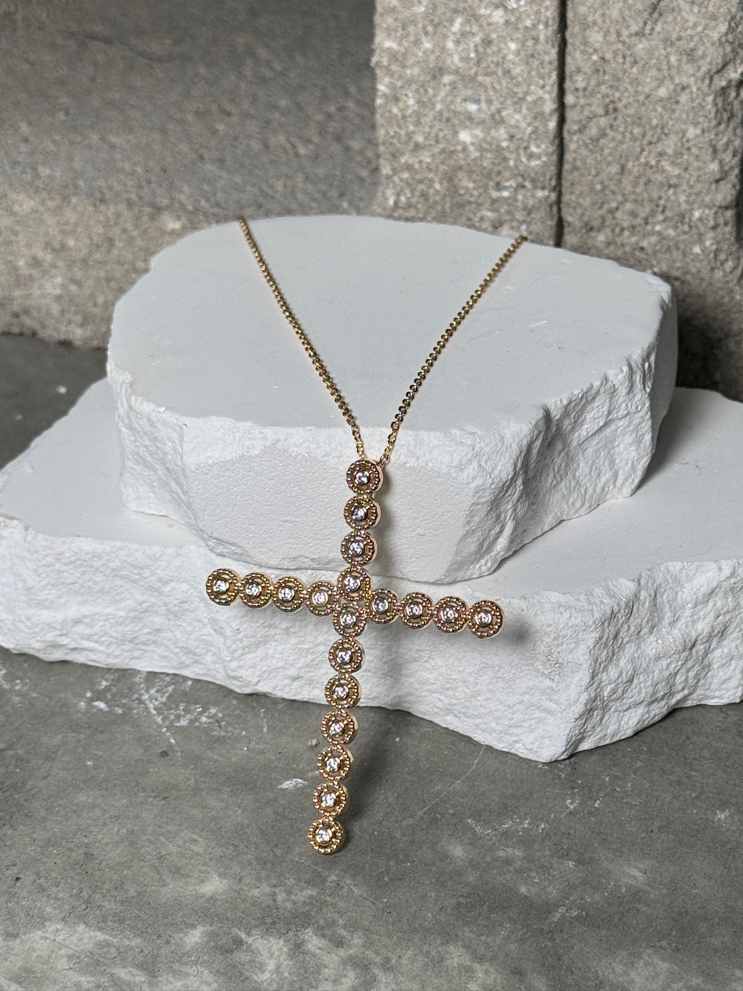 Divine Sparkle Cross Necklace 18"