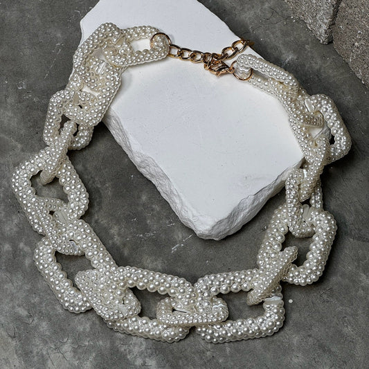Bad Pearl Link Necklace 17" w/ Extender