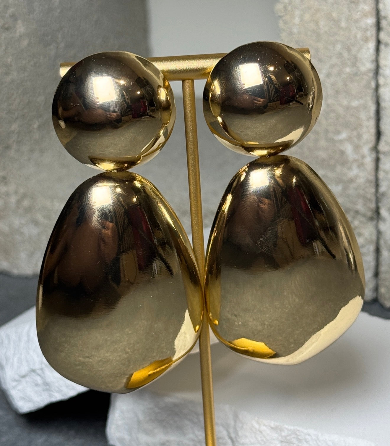 Clip On Chunky Bubble Double 2 Layer Earrings