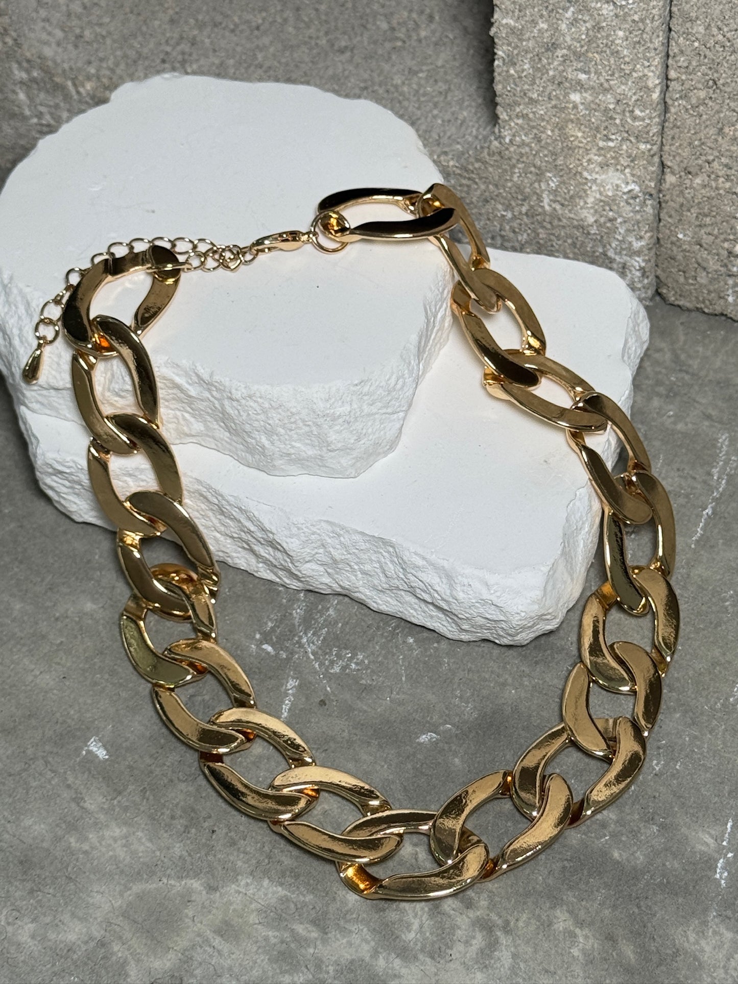 Heavy Metal Chunky Layered Necklace 15" w/ Extender