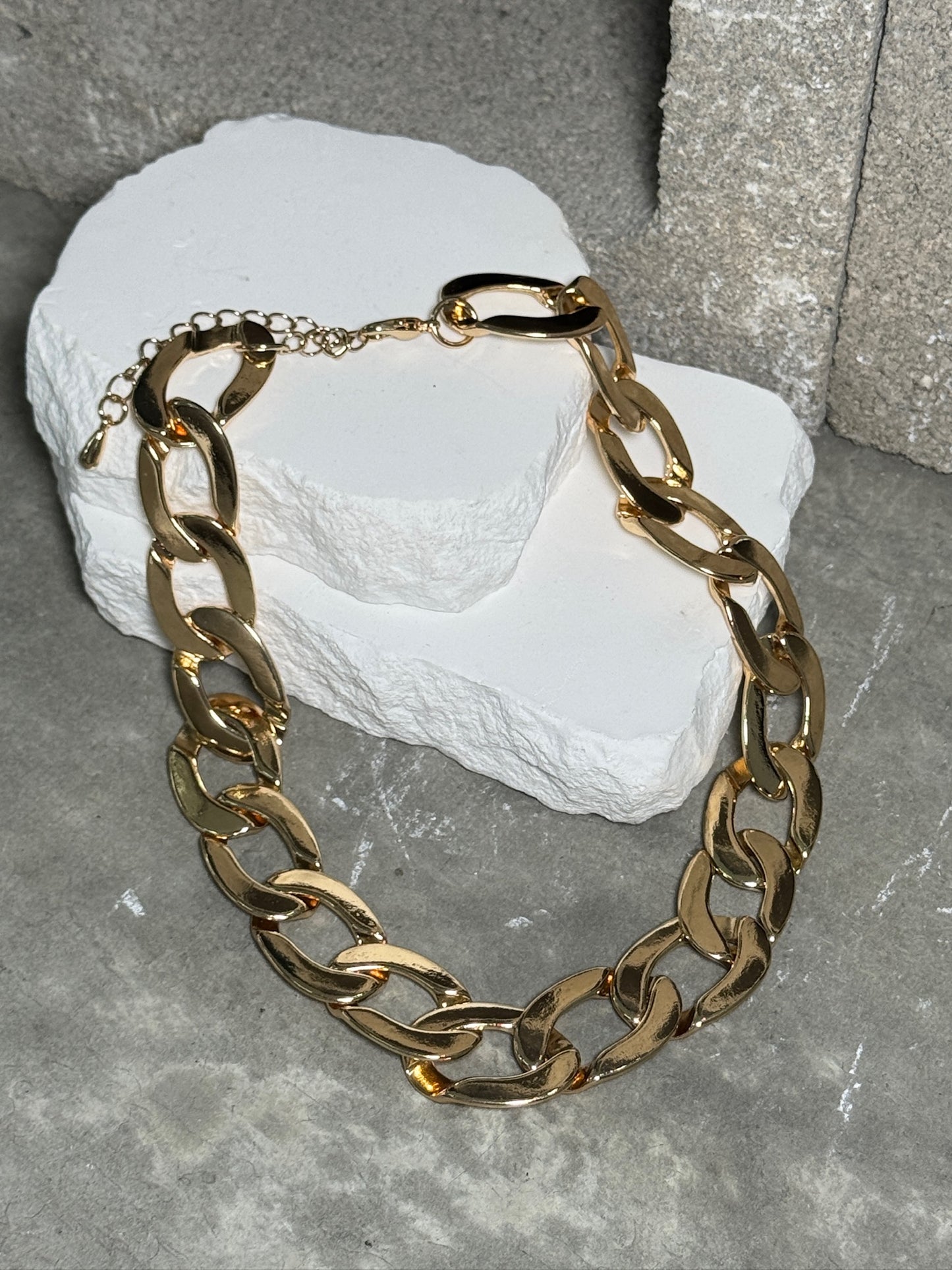 Heavy Metal Chunky Layered Necklace 15" w/ Extender