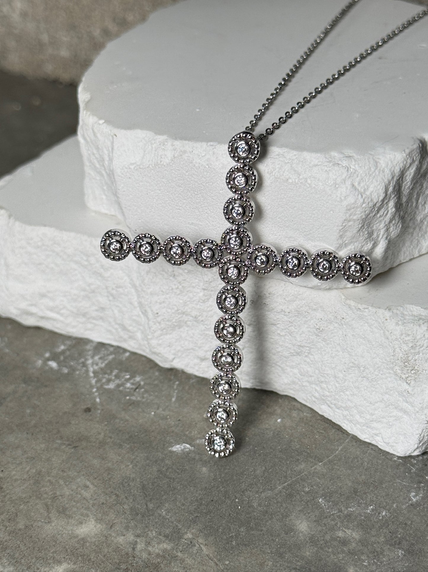 Divine Sparkle Cross Necklace 18"
