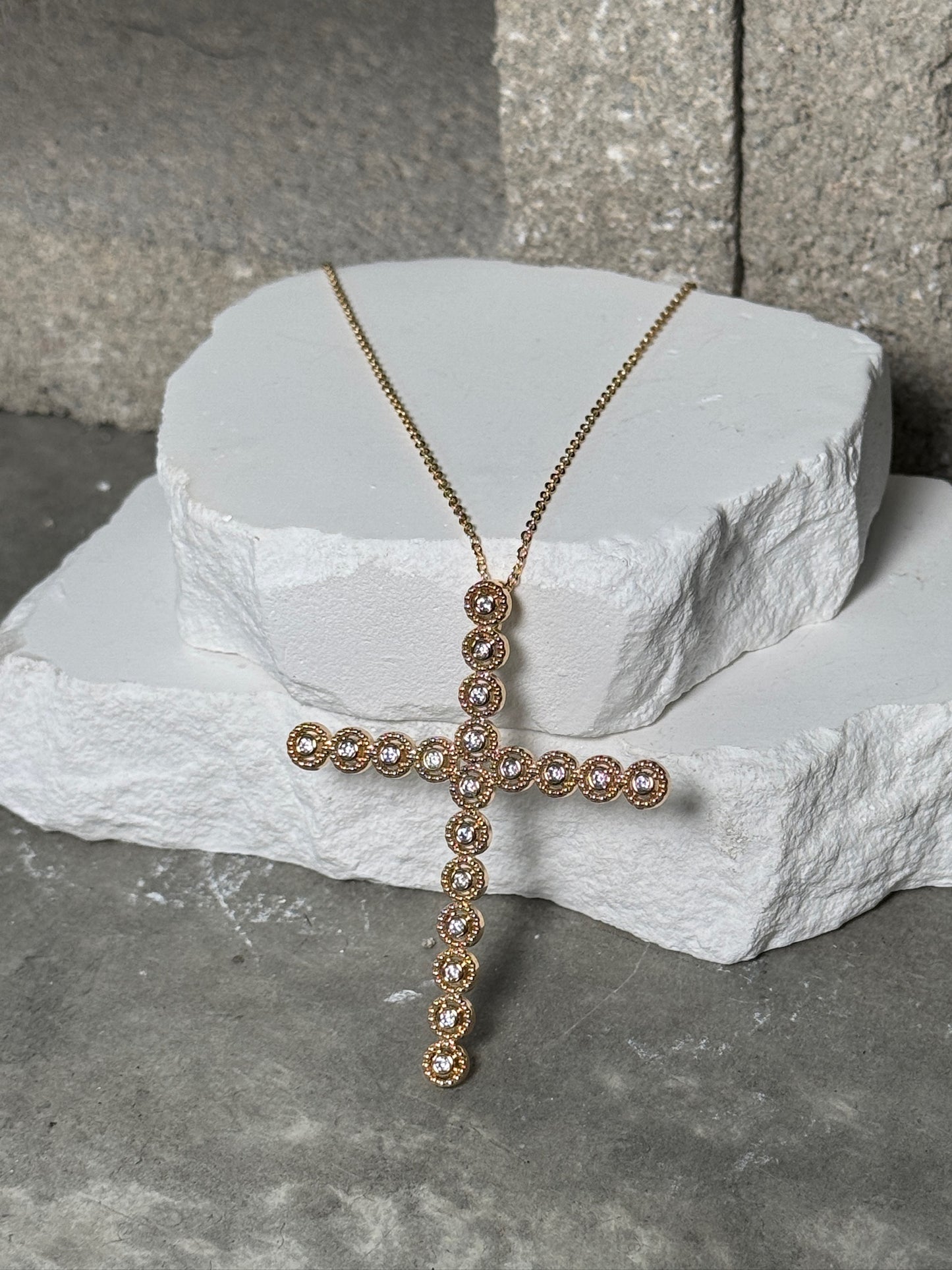Divine Sparkle Cross Necklace 18"