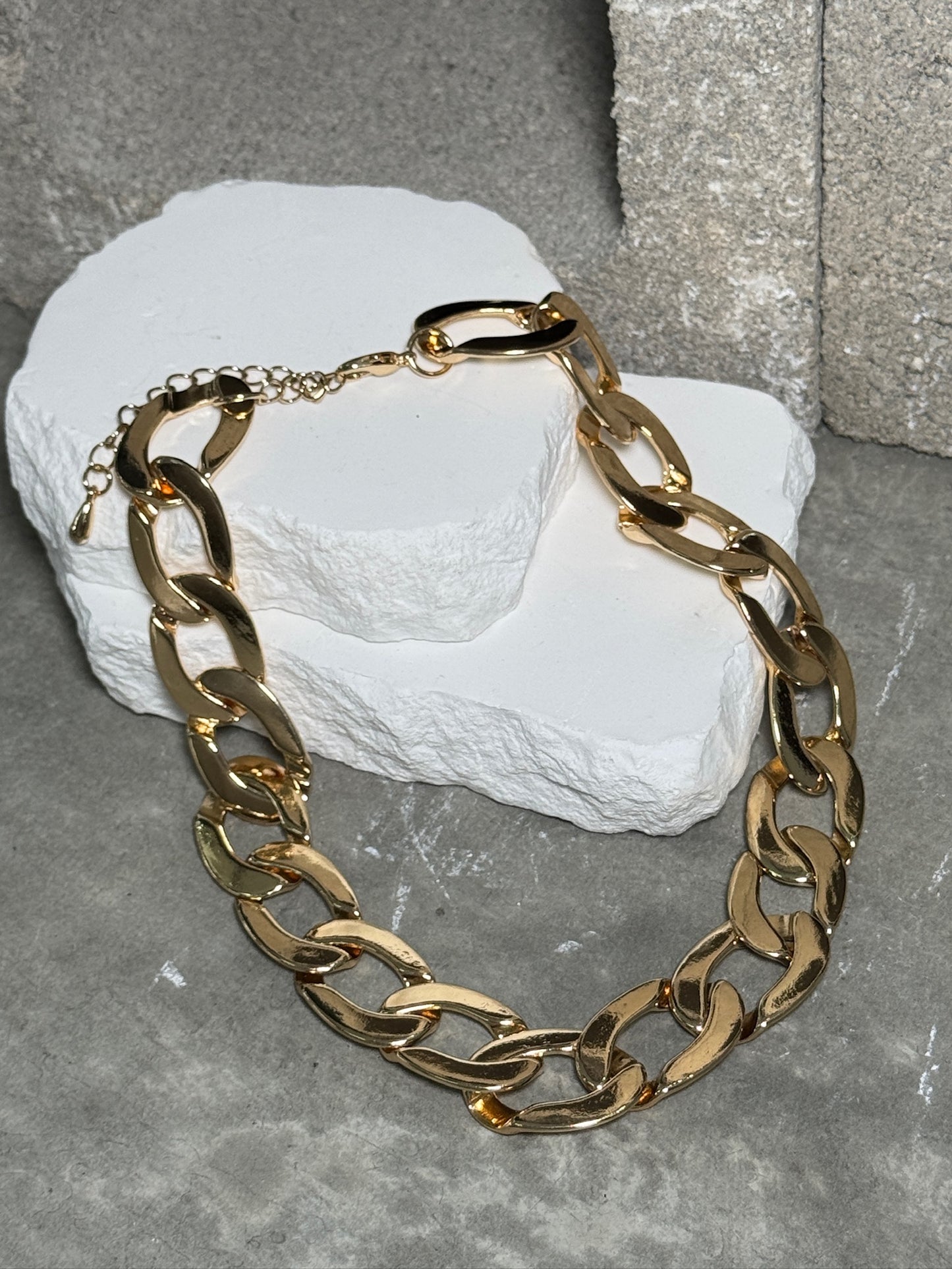 Heavy Metal Chunky Layered Necklace 15" w/ Extender