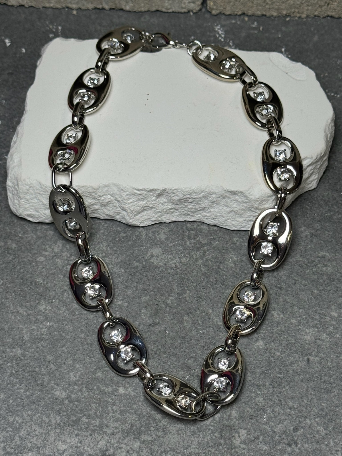 So Cap Rhinestone Necklace 17" w/ Extender
