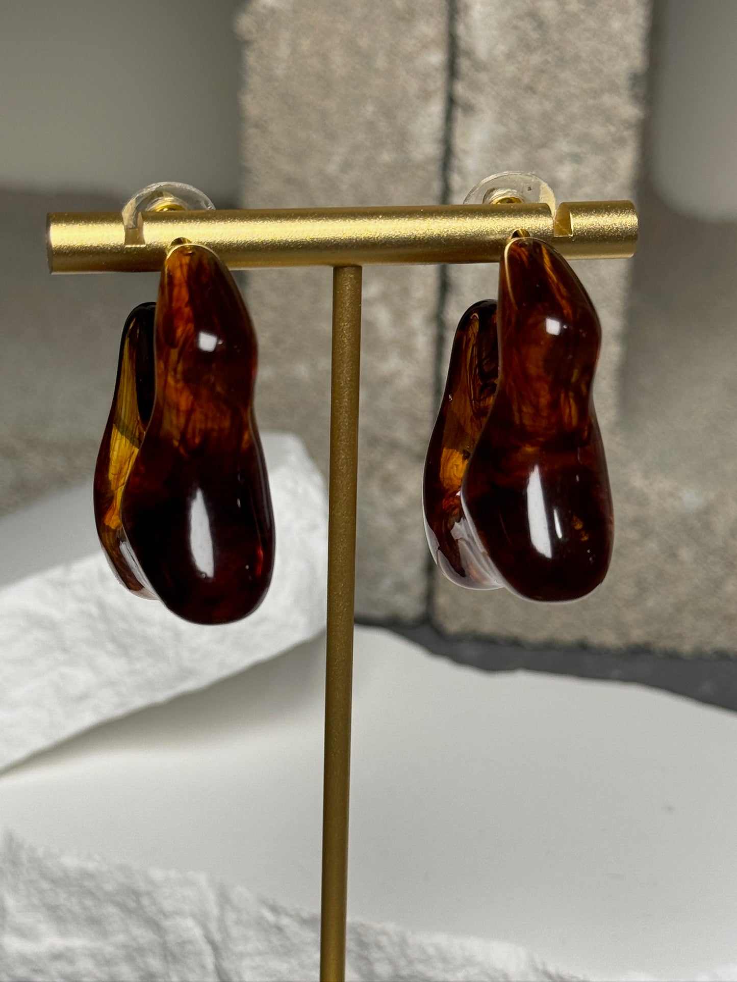 Bronze Beauty Abstract Hoop Earrings