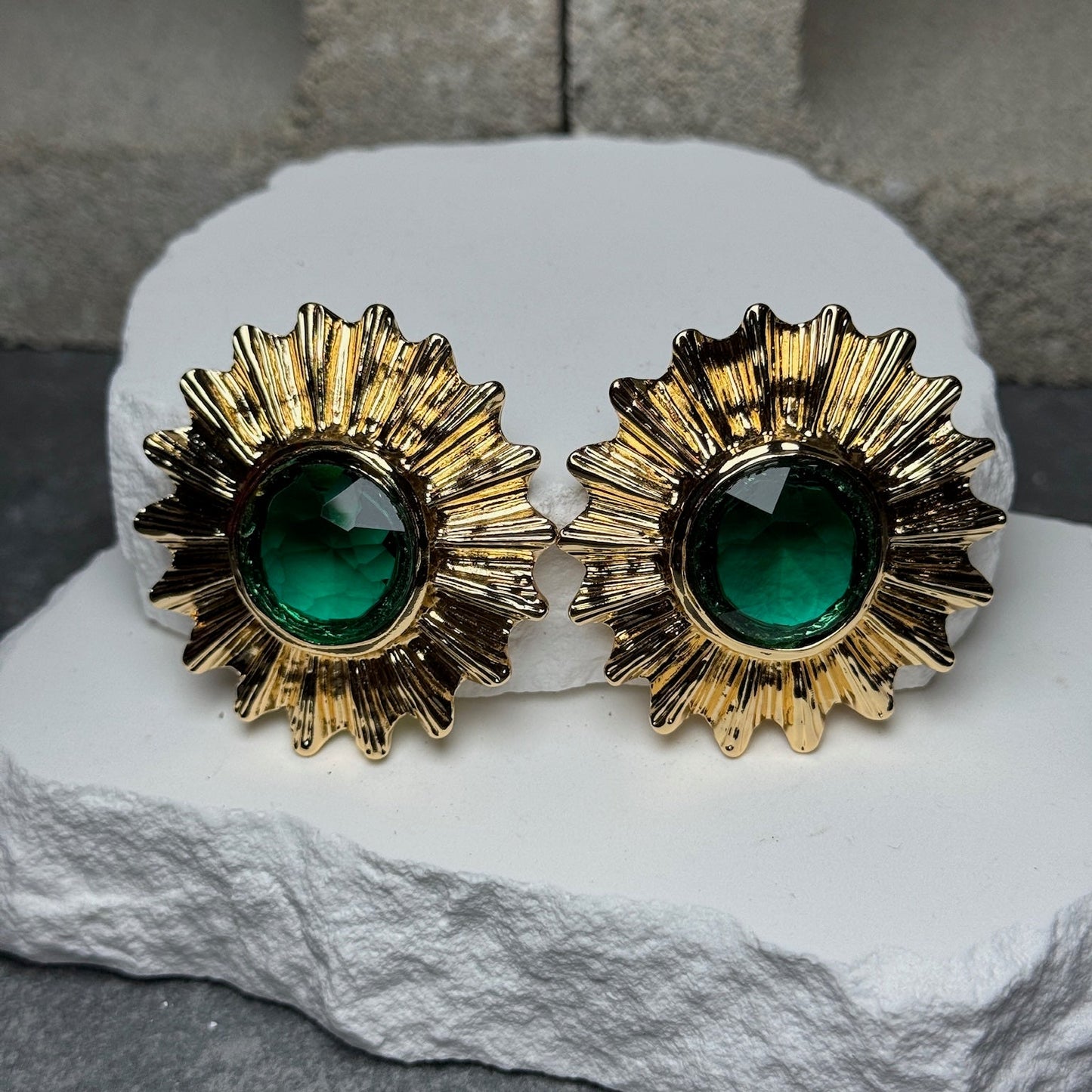 Emerald Sunburst Studs