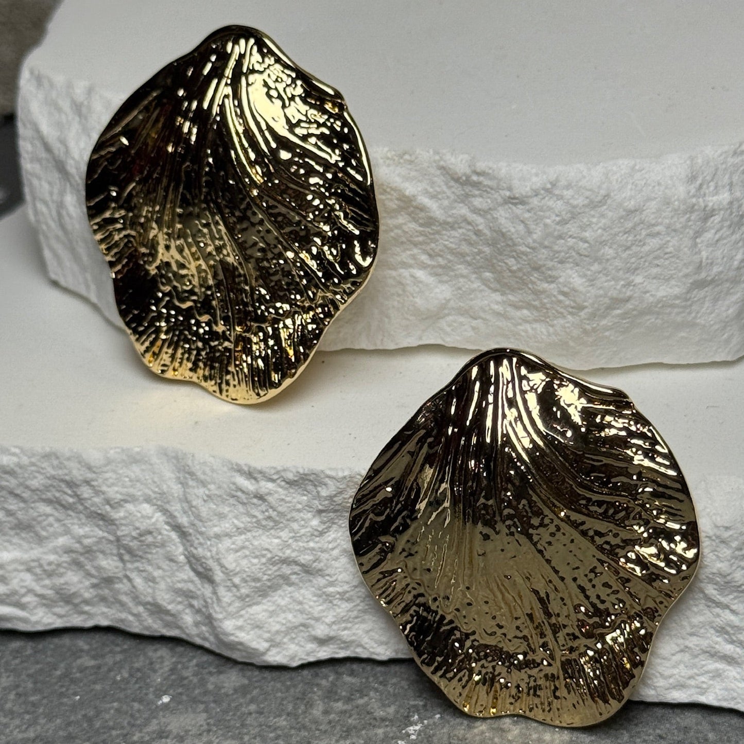 Golden Petal Stud Earrings