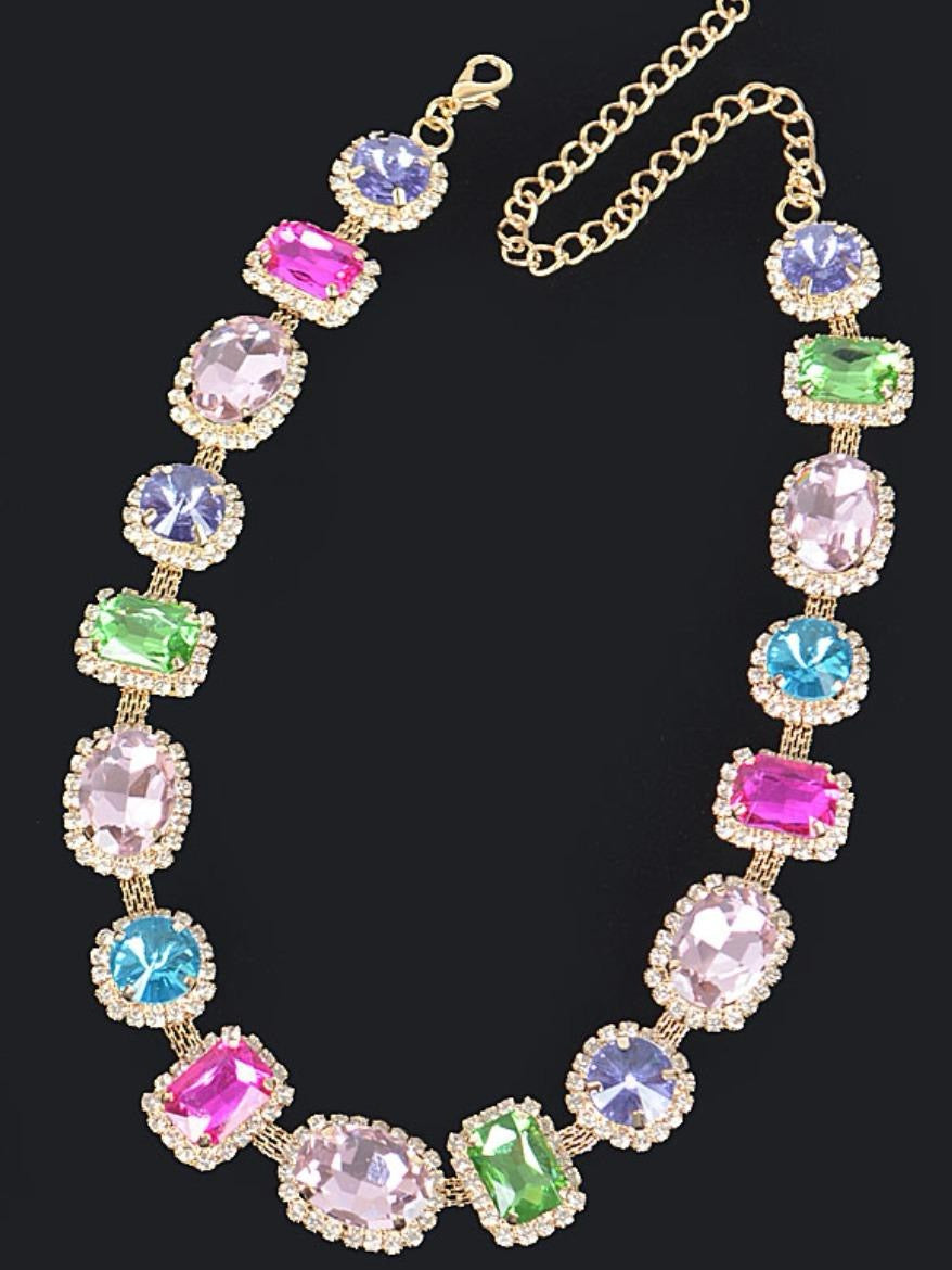 Multi Color and Shape 20" Stone Necklace