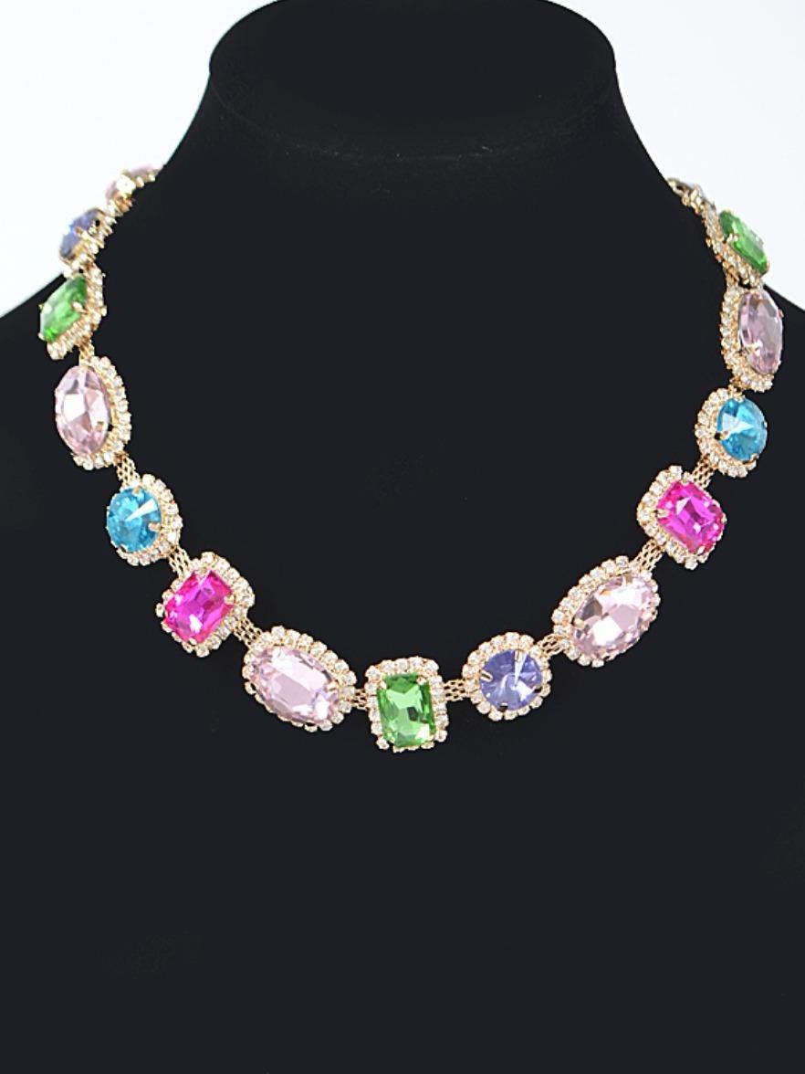 Multi Color and Shape 20" Stone Necklace