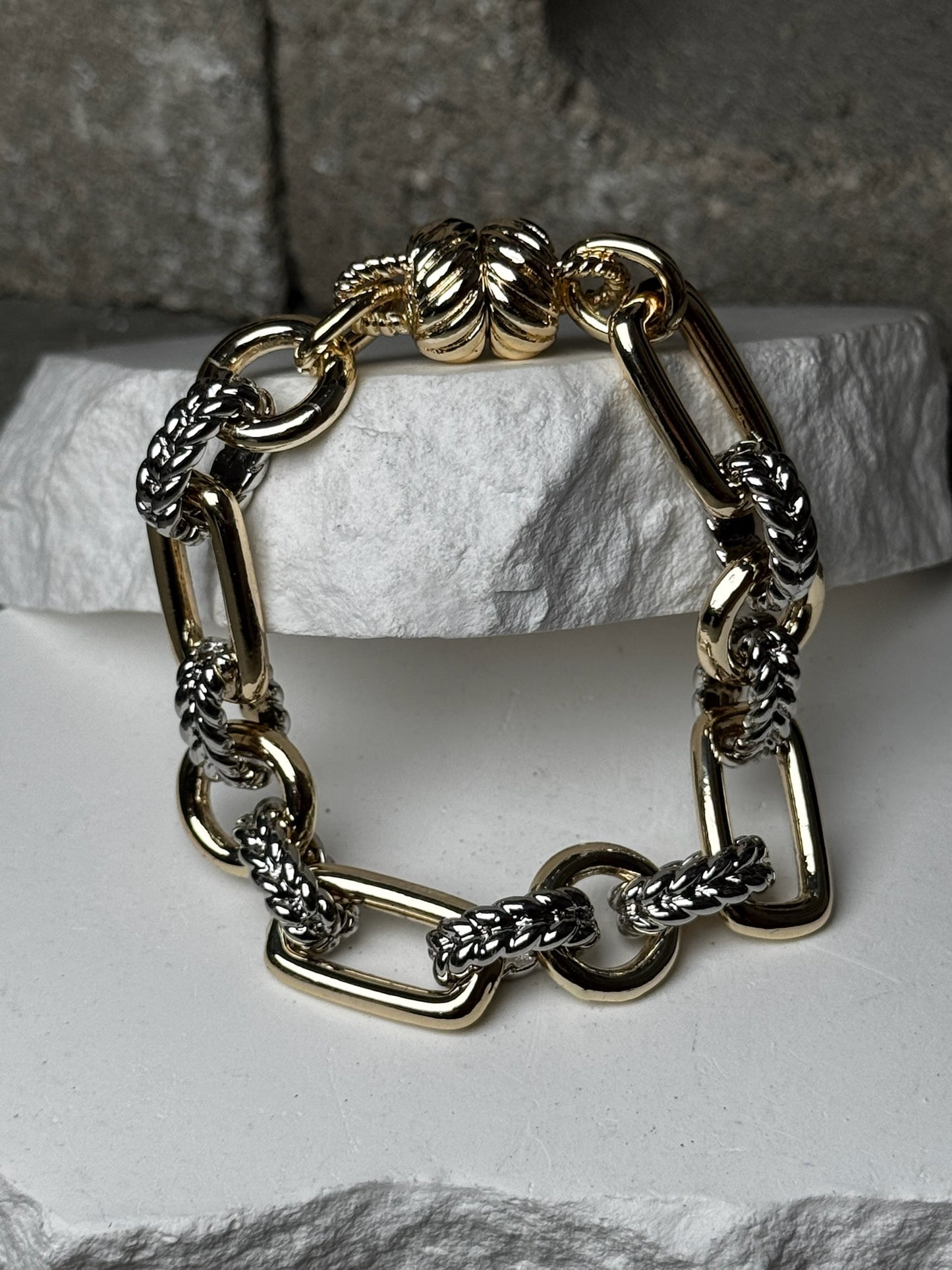 Tag Team Mix Metal Magnetic Bracelet 7"