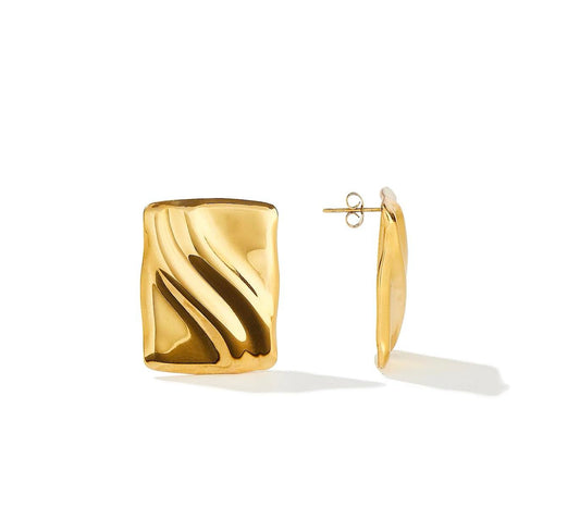 Checkmate Grooved Rectangle Earrings