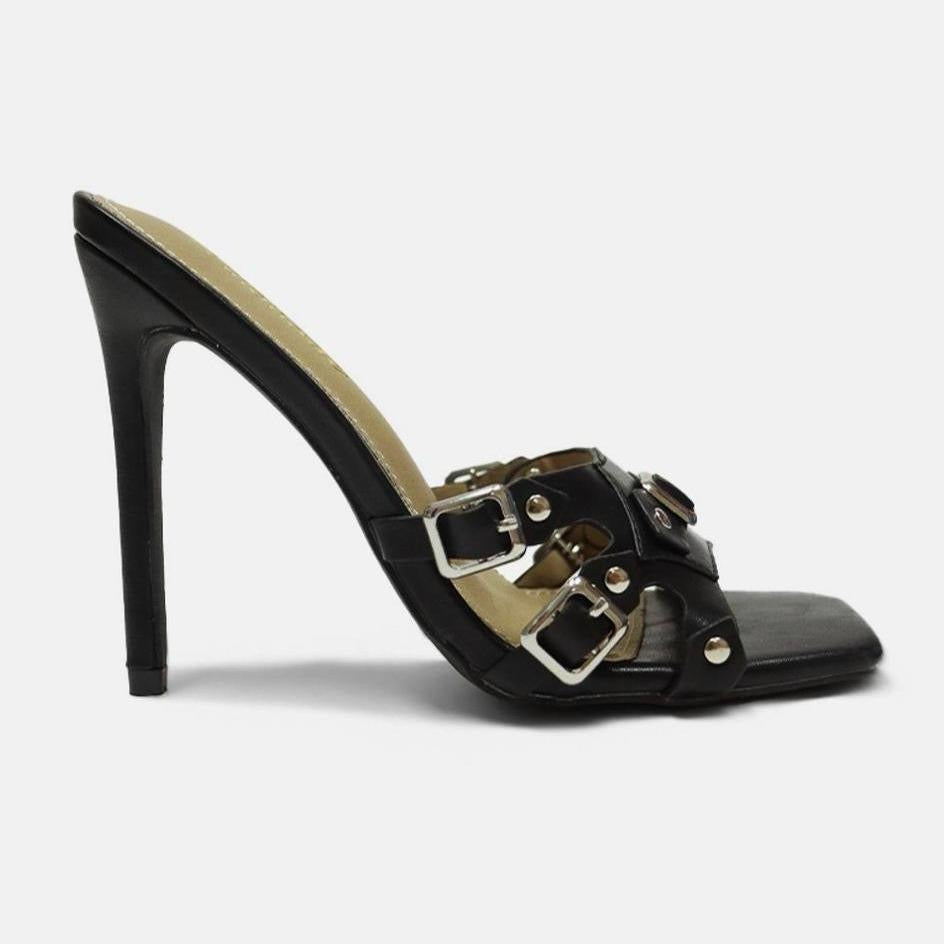 Black Stiletto Square Toe Heel