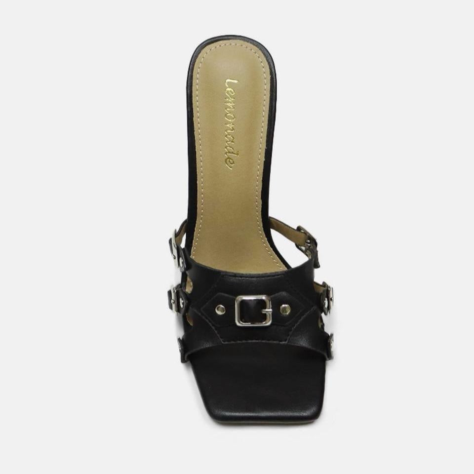 Black Stiletto Square Toe Heel