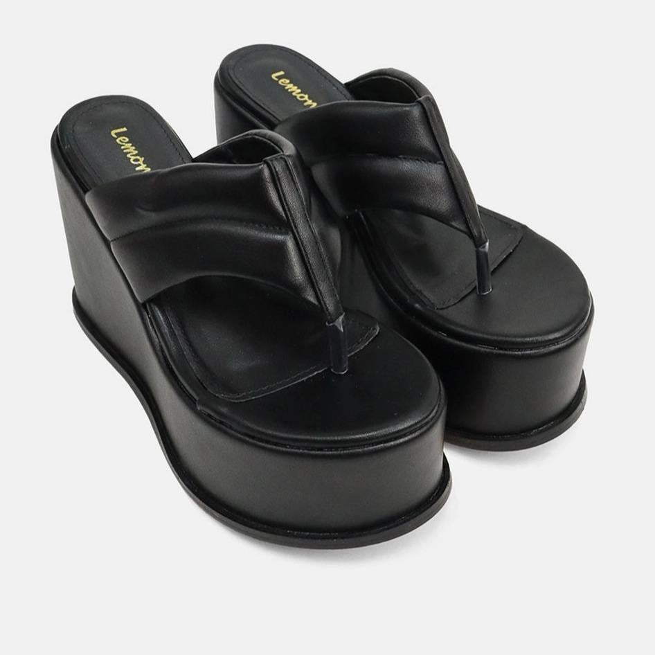Black Platform Wedge Sandal
