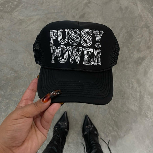 Rhinestoned Power to the P Trucker Hat