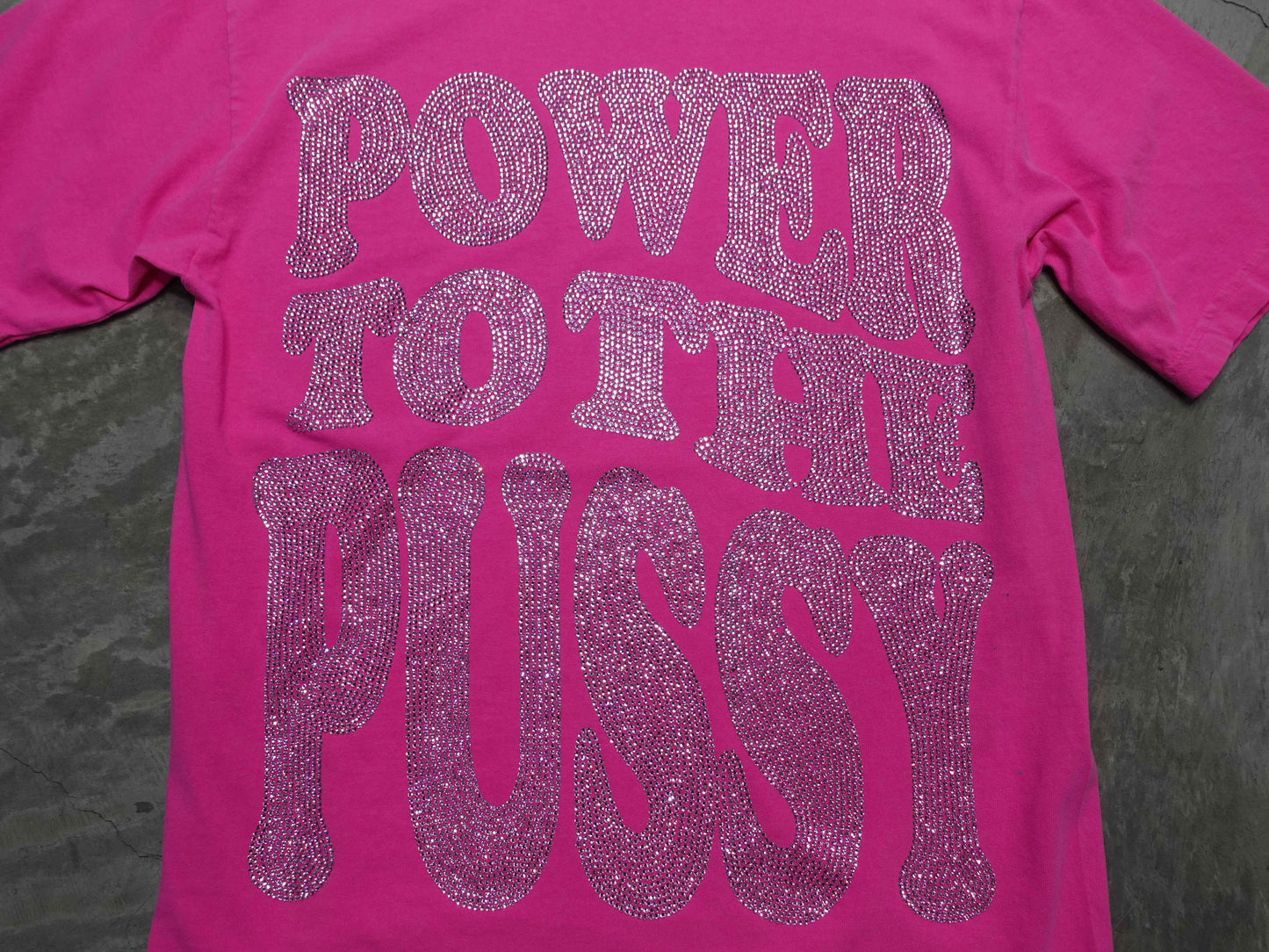 Pink Power to the P Rhinestoned Heavy Weight T-Shirt