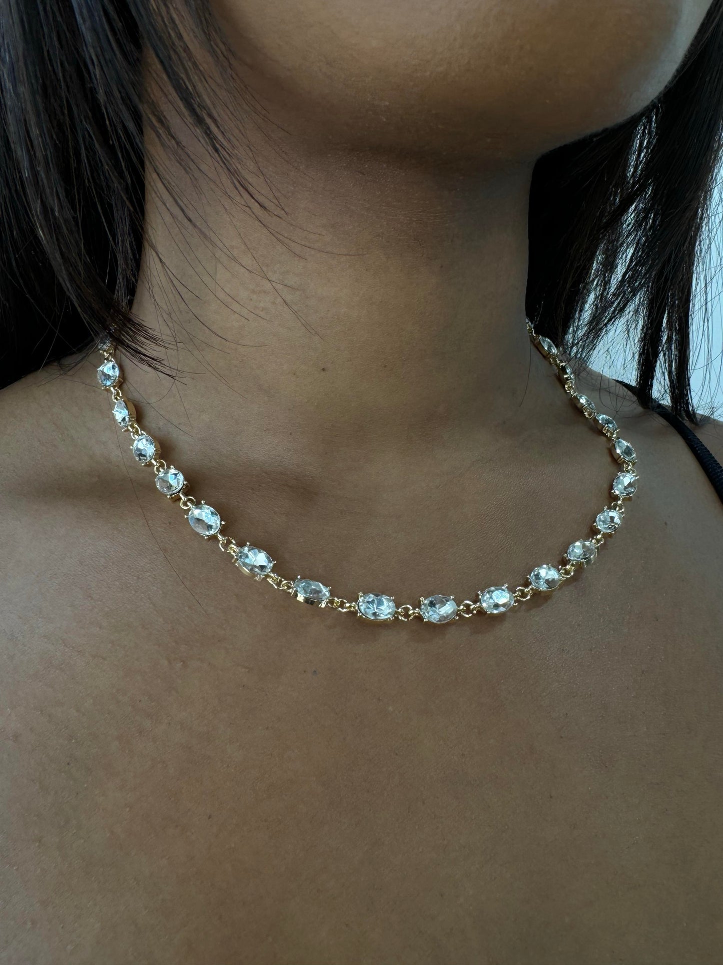 Chic Unisex Oval Stone Necklace 18" Extender
