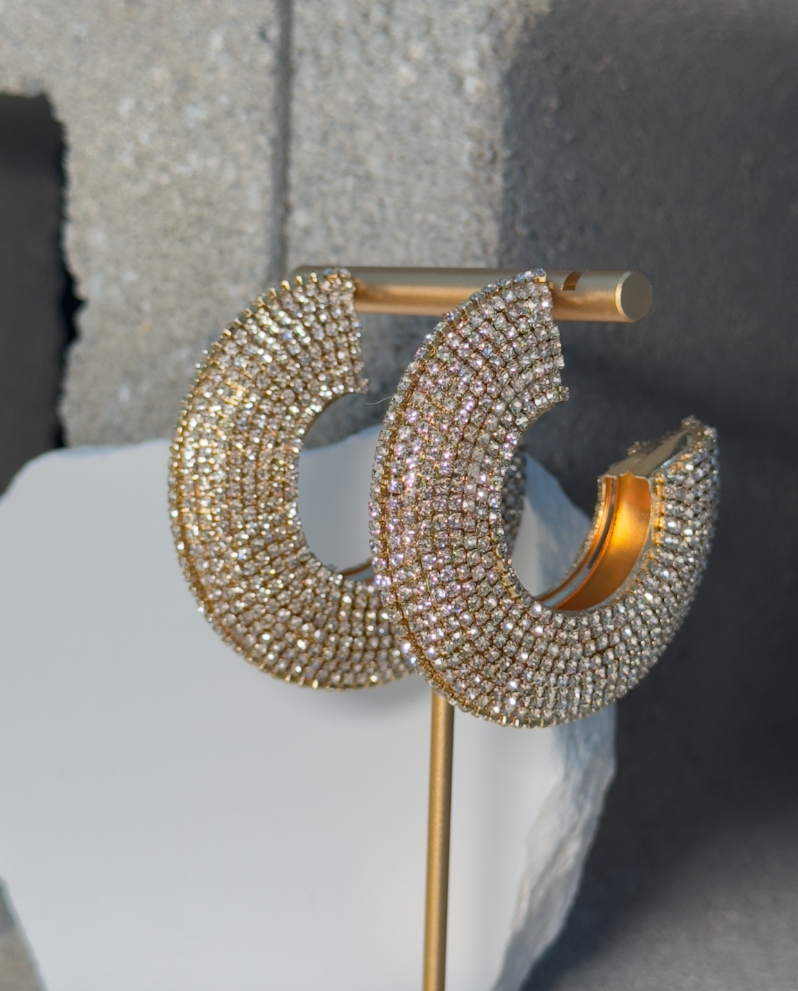 Taking It Gold Rhinestone Earrings