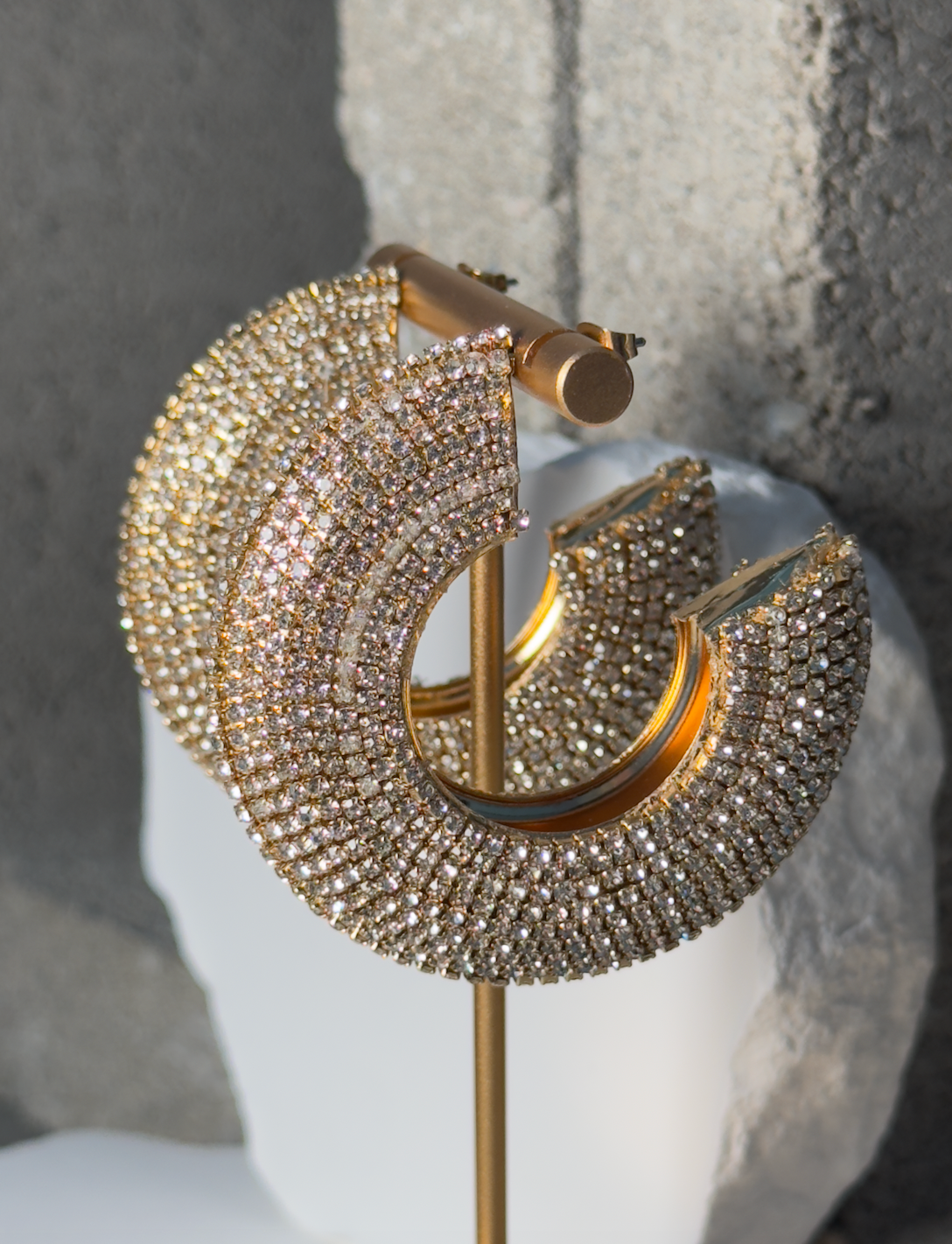 Taking It Gold Rhinestone Earrings