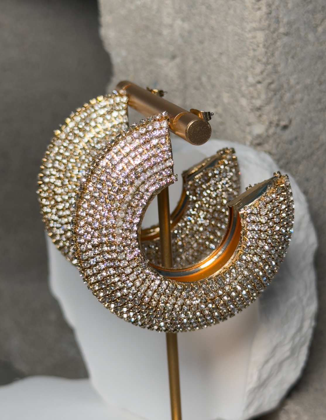 Taking It Gold Rhinestone Earrings