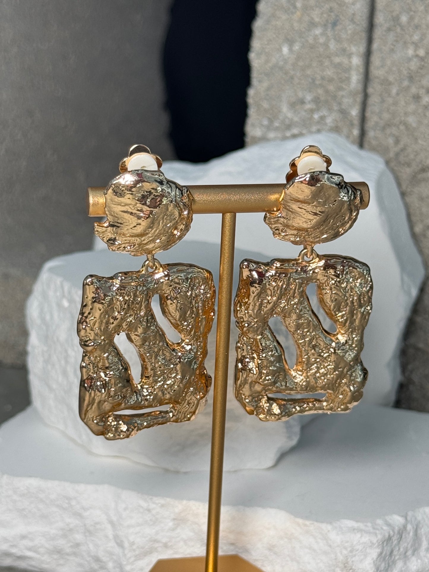 Regal Rectangle Clip-Ons Earrings