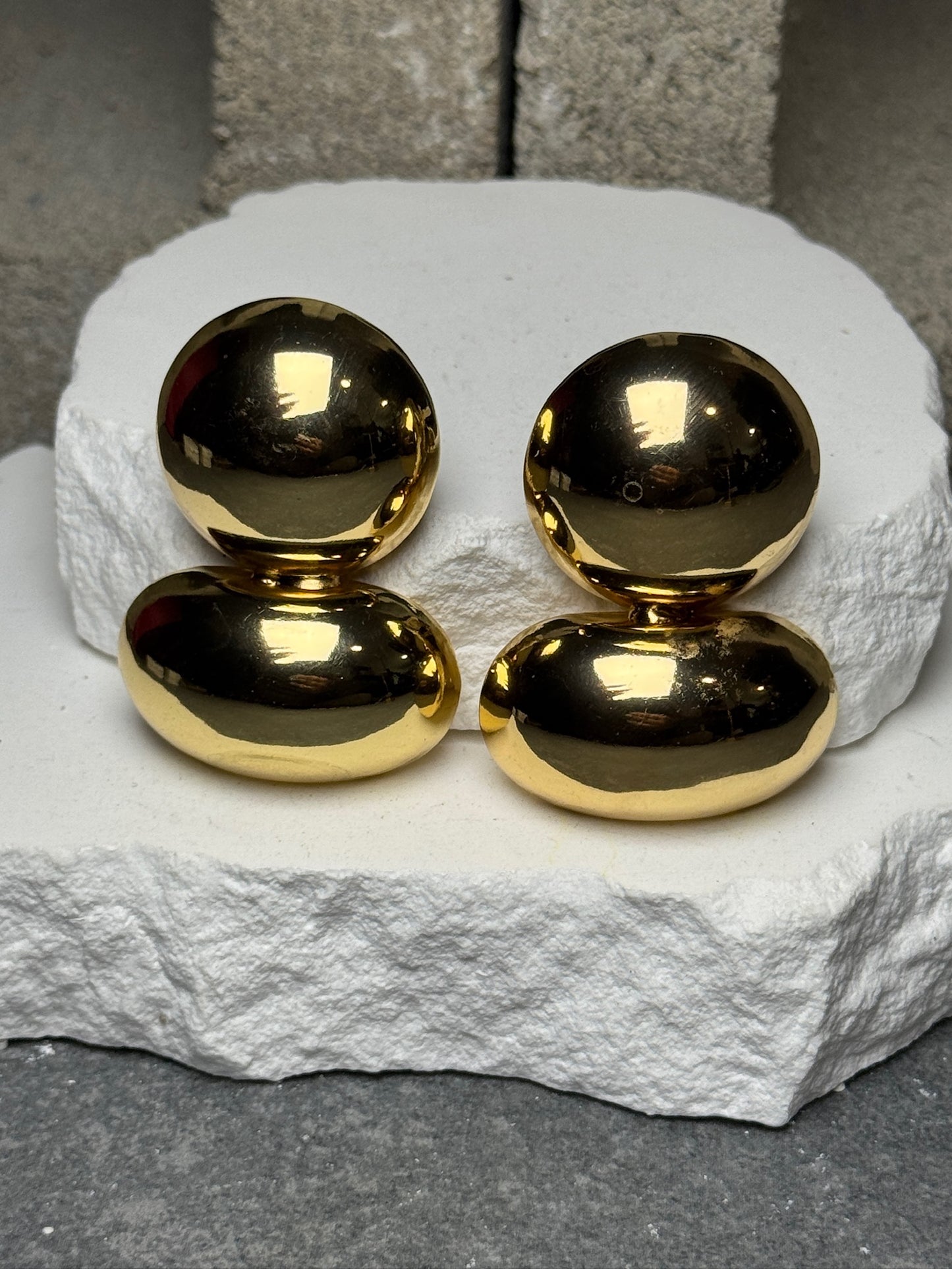 Twice The Drama Stud Clip On Earrings
