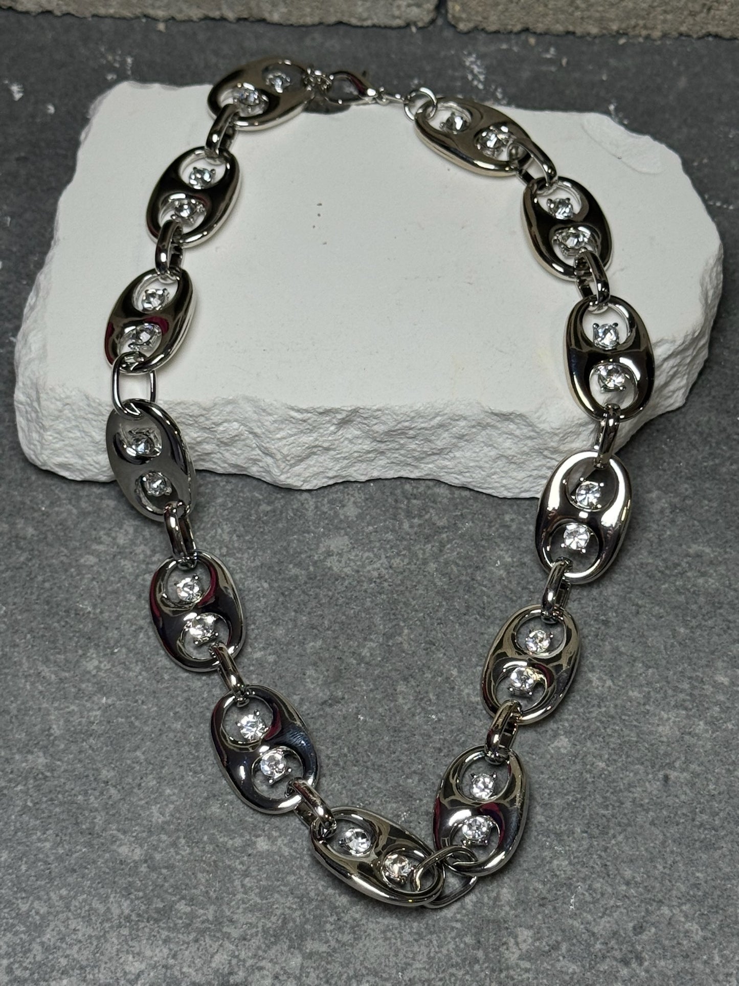 So Cap Rhinestone Necklace 17" w/ Extender