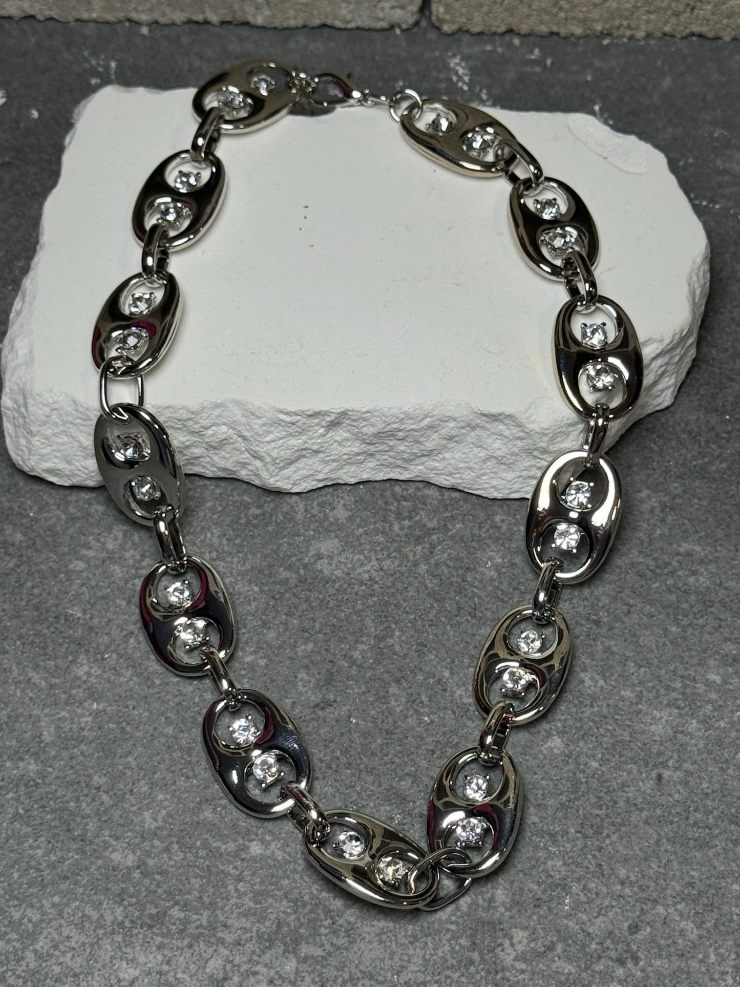 So Cap Rhinestone Necklace 17" w/ Extender
