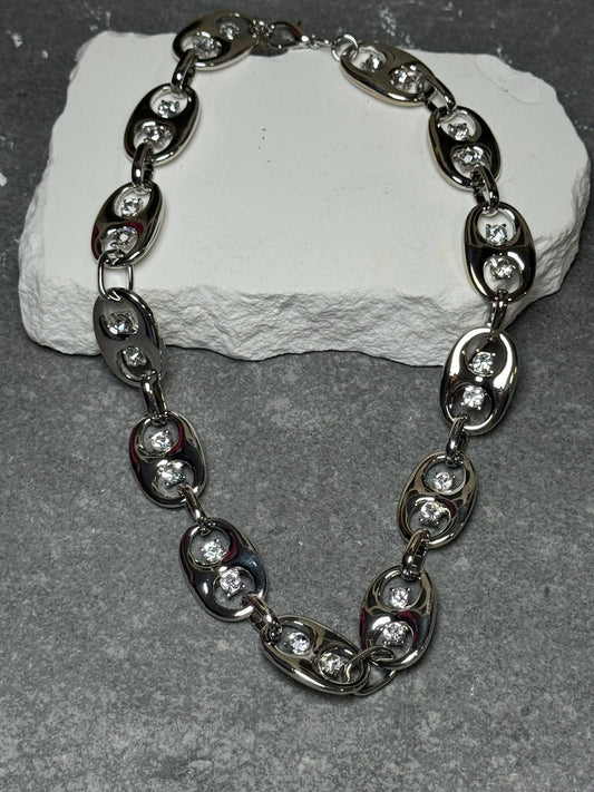 So Cap Rhinestone Necklace 17" w/ Extender