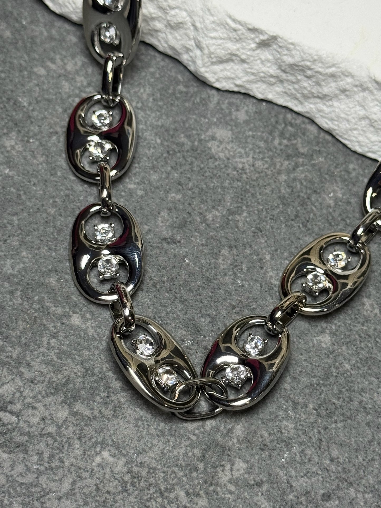 So Cap Rhinestone Necklace 17" w/ Extender