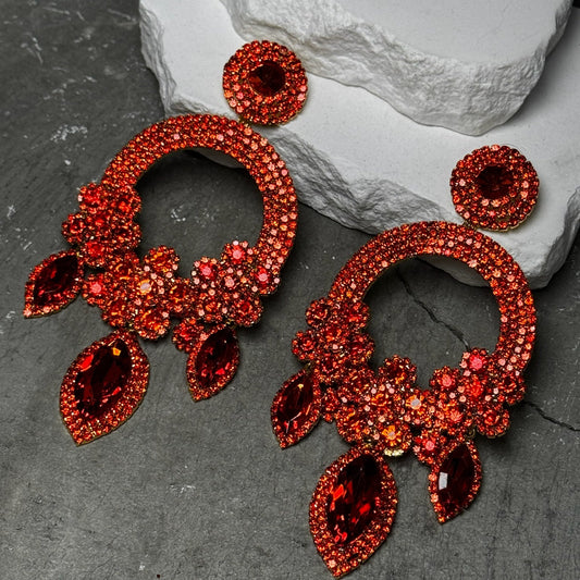 Crimson  Petal Rush Hoop Earrings
