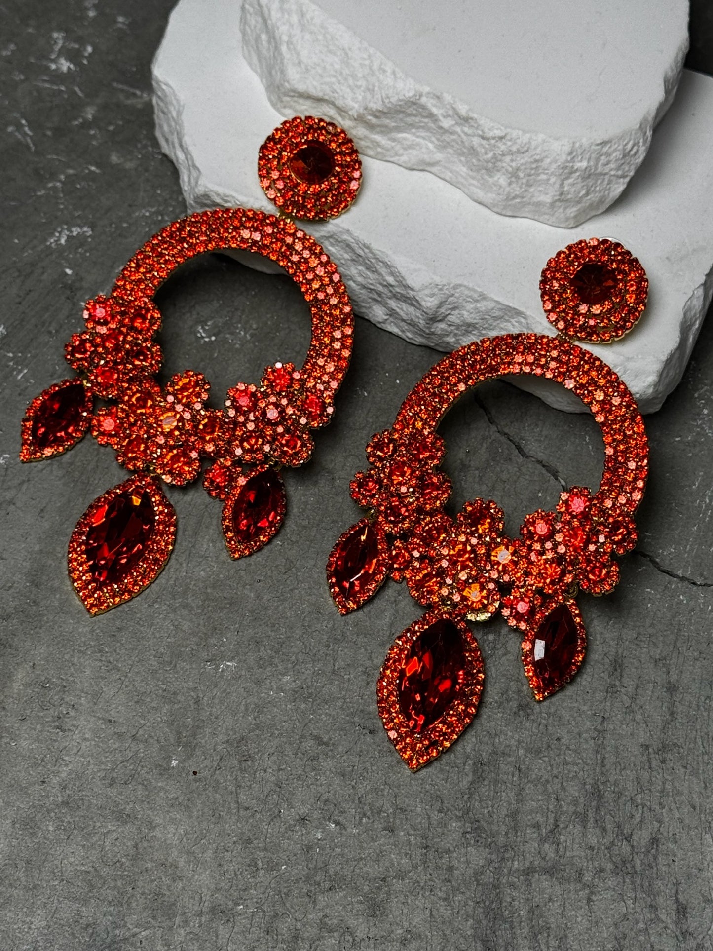 Crimson  Petal Rush Hoop Earrings