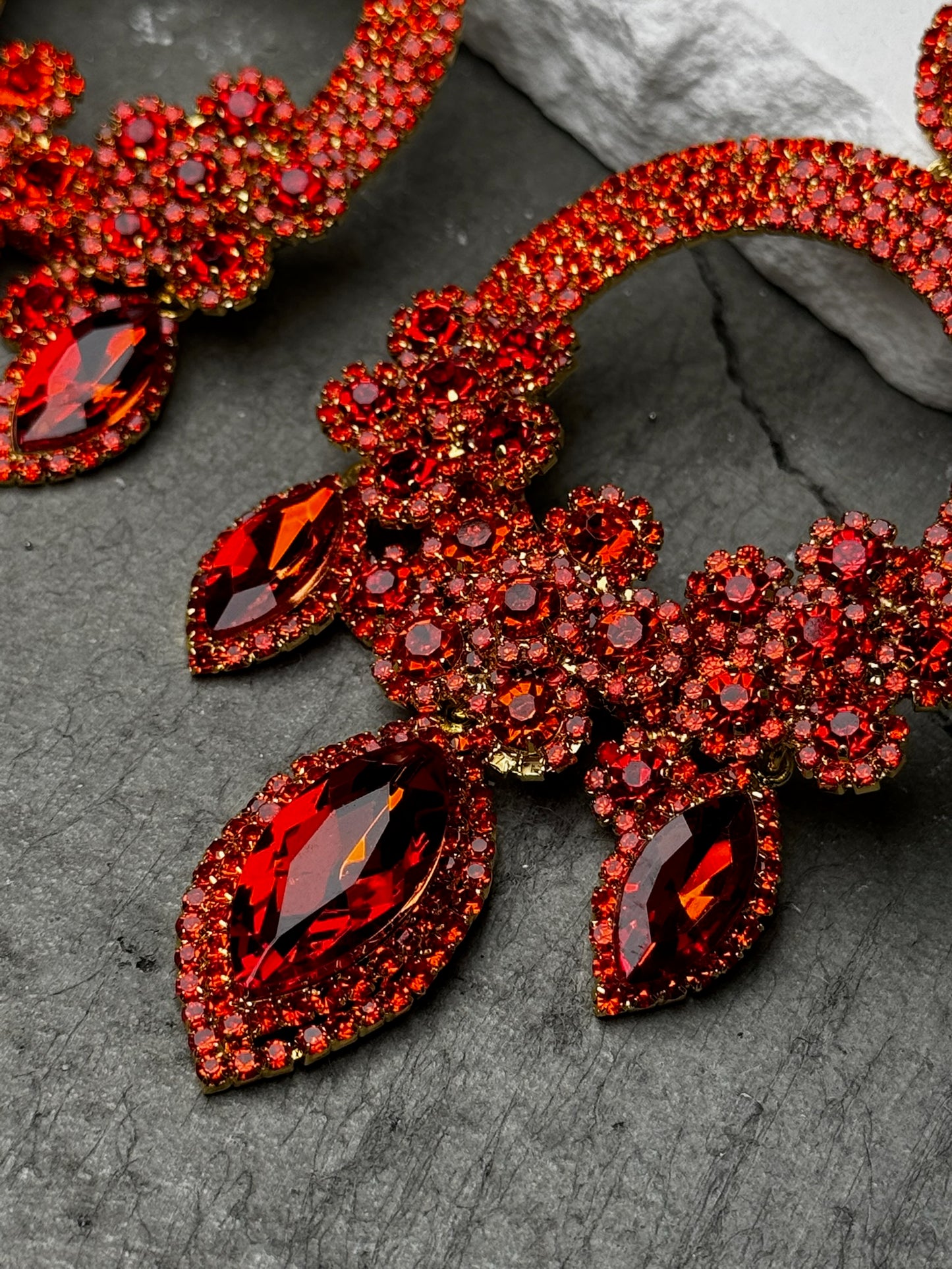 Crimson  Petal Rush Hoop Earrings