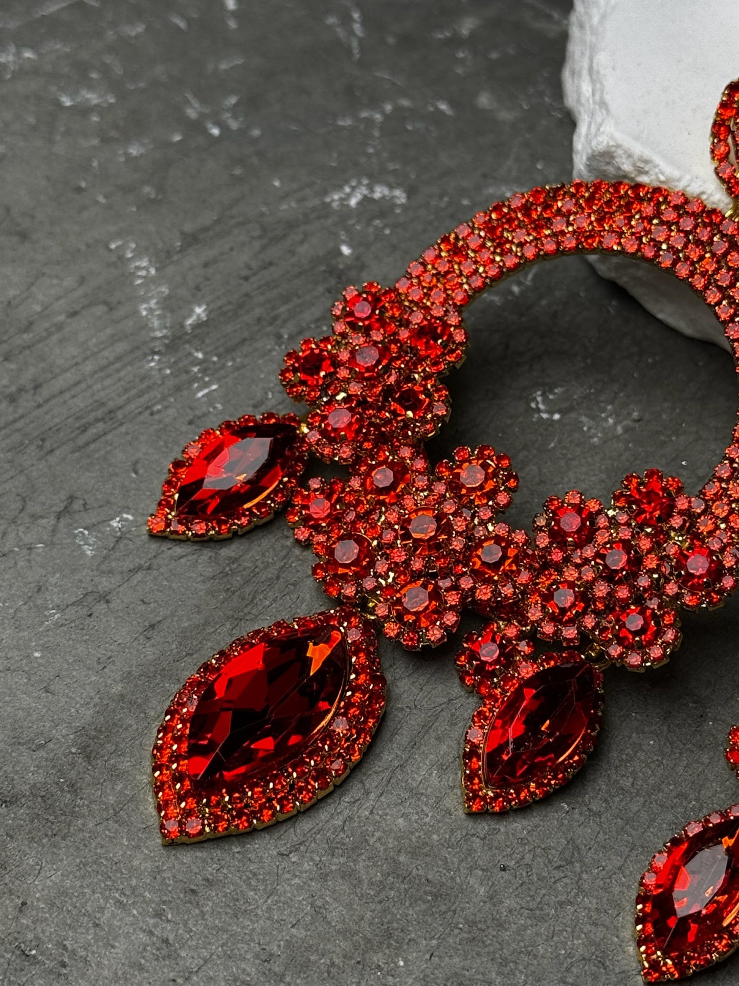 Crimson  Petal Rush Hoop Earrings