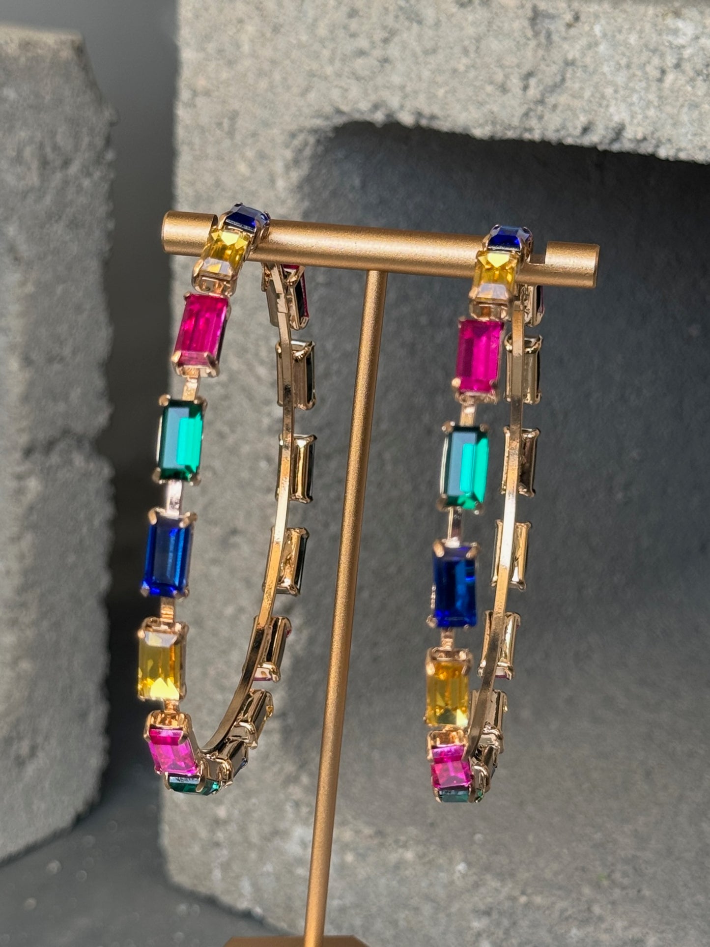 Electric Gem Multi Colored Oversized Hoops