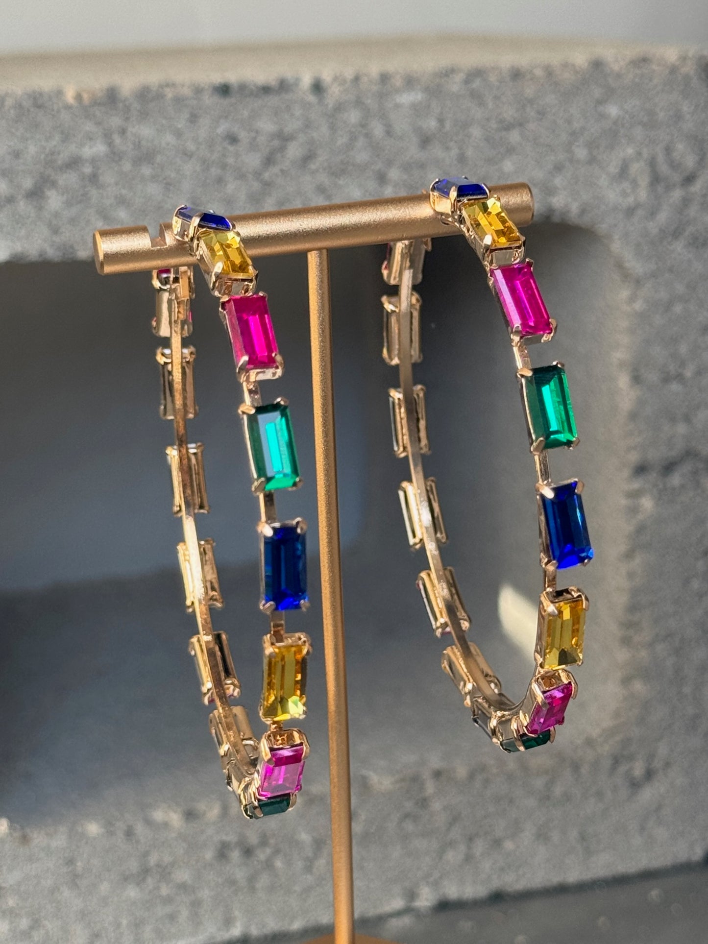Electric Gem Multi Colored Oversized Hoops
