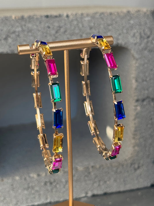 Electric Gem Multi Colored Oversized Hoops