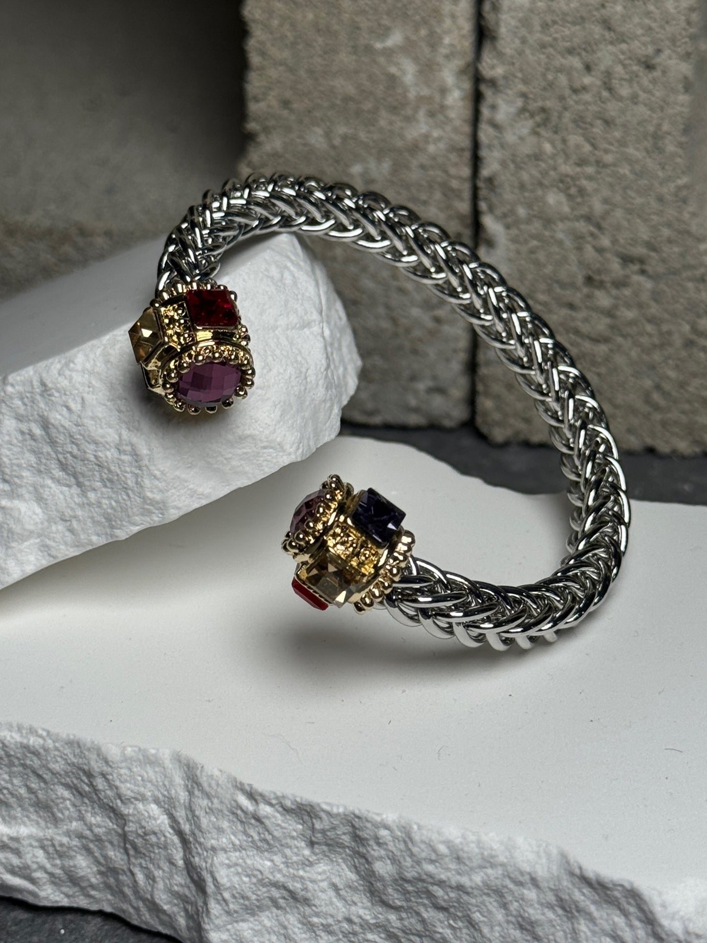 I Slay Mixed Metal Gem Bracelet Up To 9"