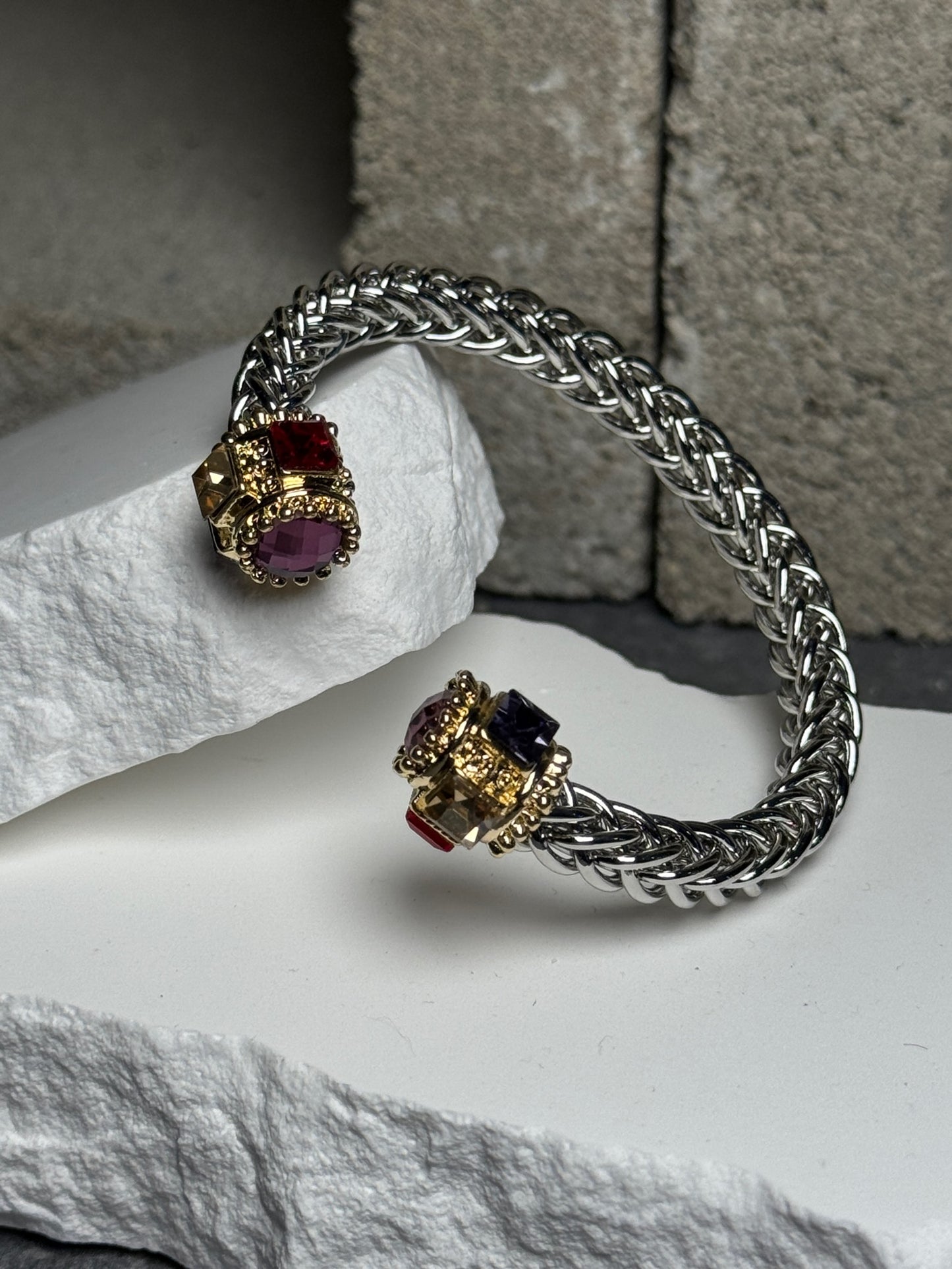 I Slay Mixed Metal Gem Bracelet Up To 9"
