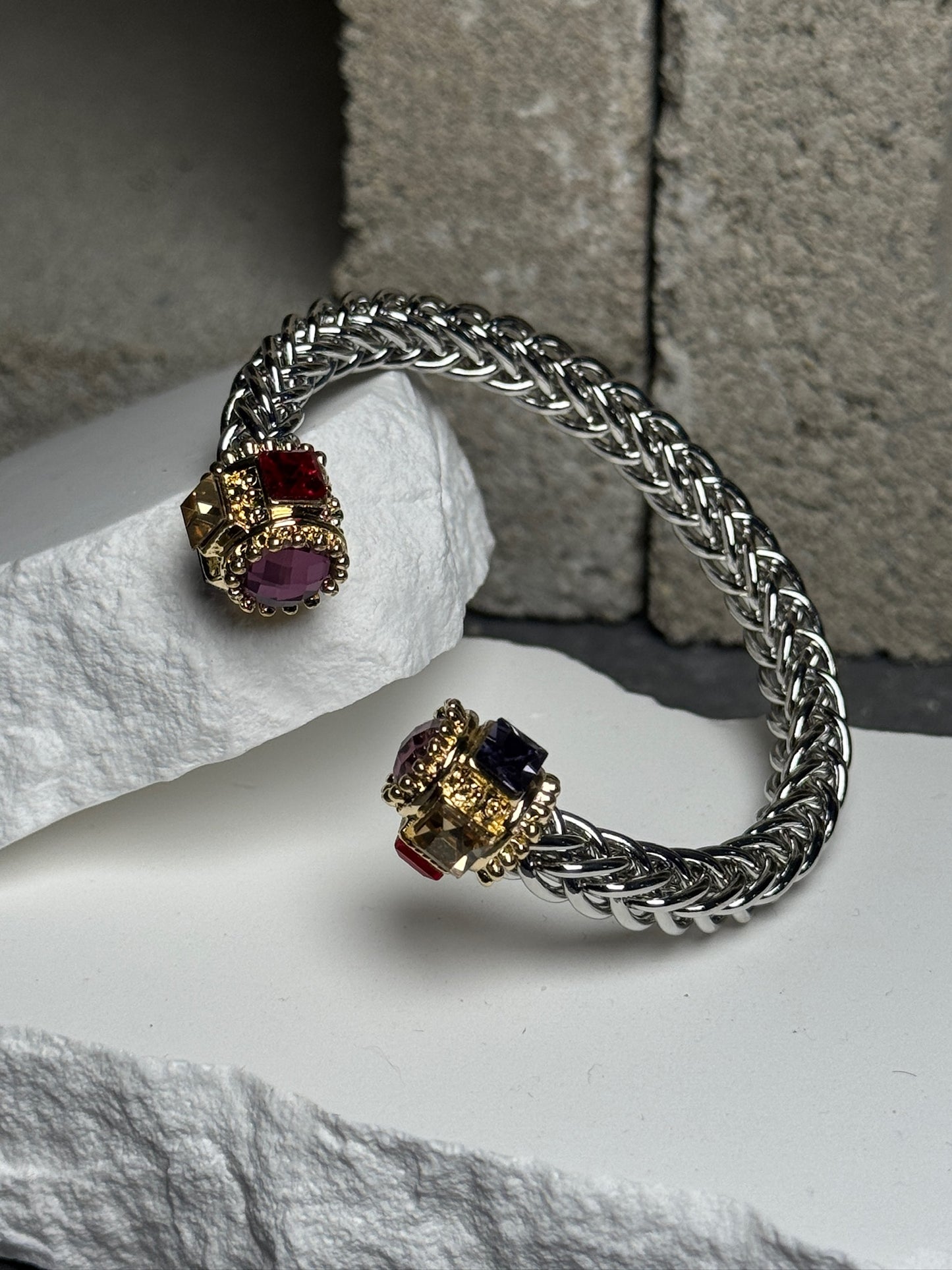 I Slay Mixed Metal Gem Bracelet Up To 9"