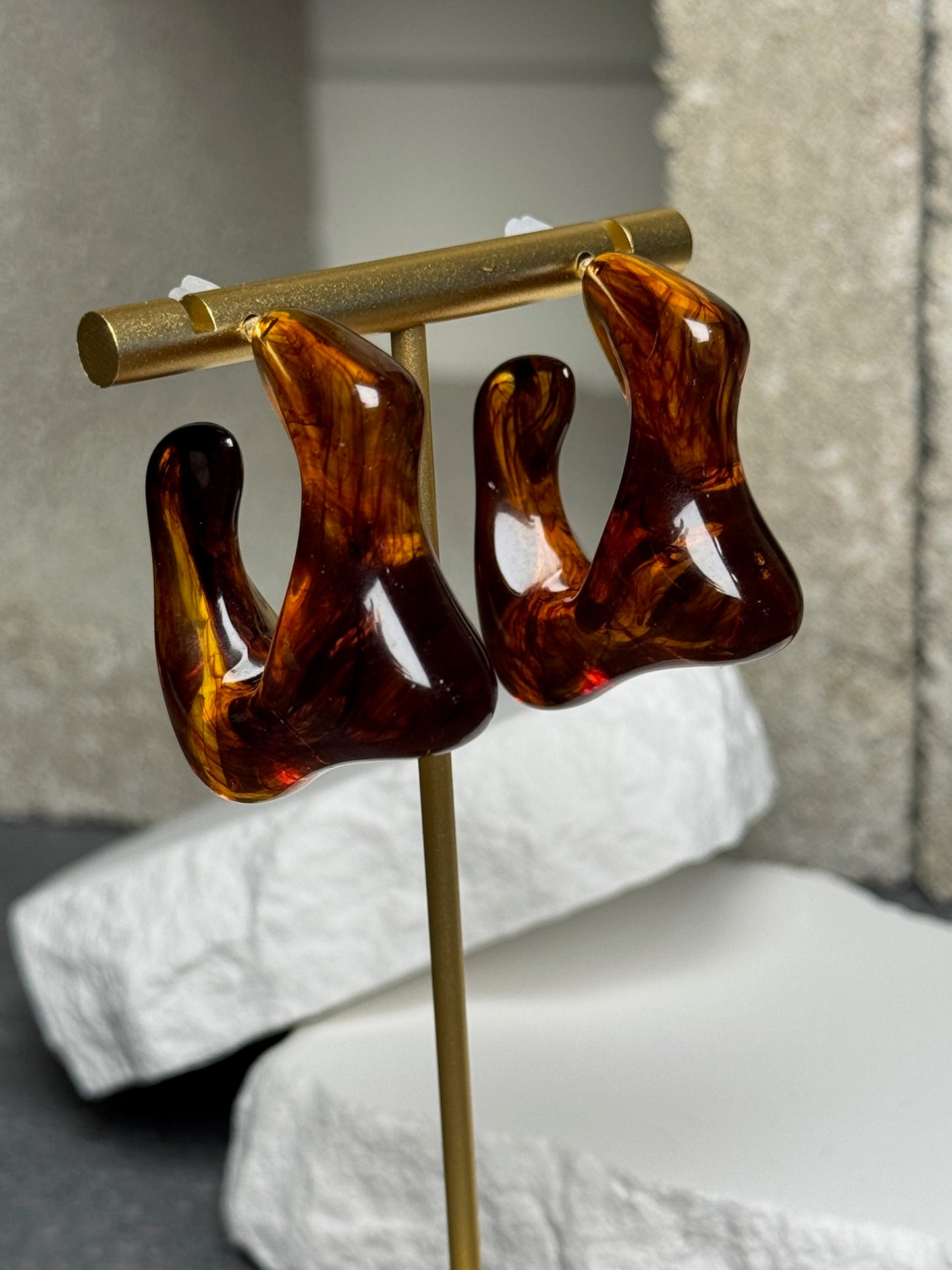 Bronze Beauty Abstract Hoop Earrings