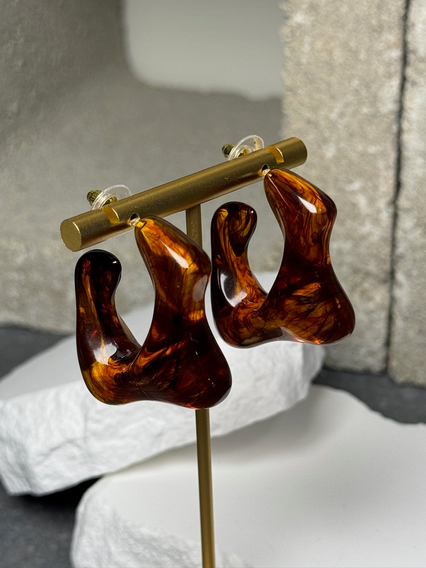 Bronze Beauty Abstract Hoop Earrings