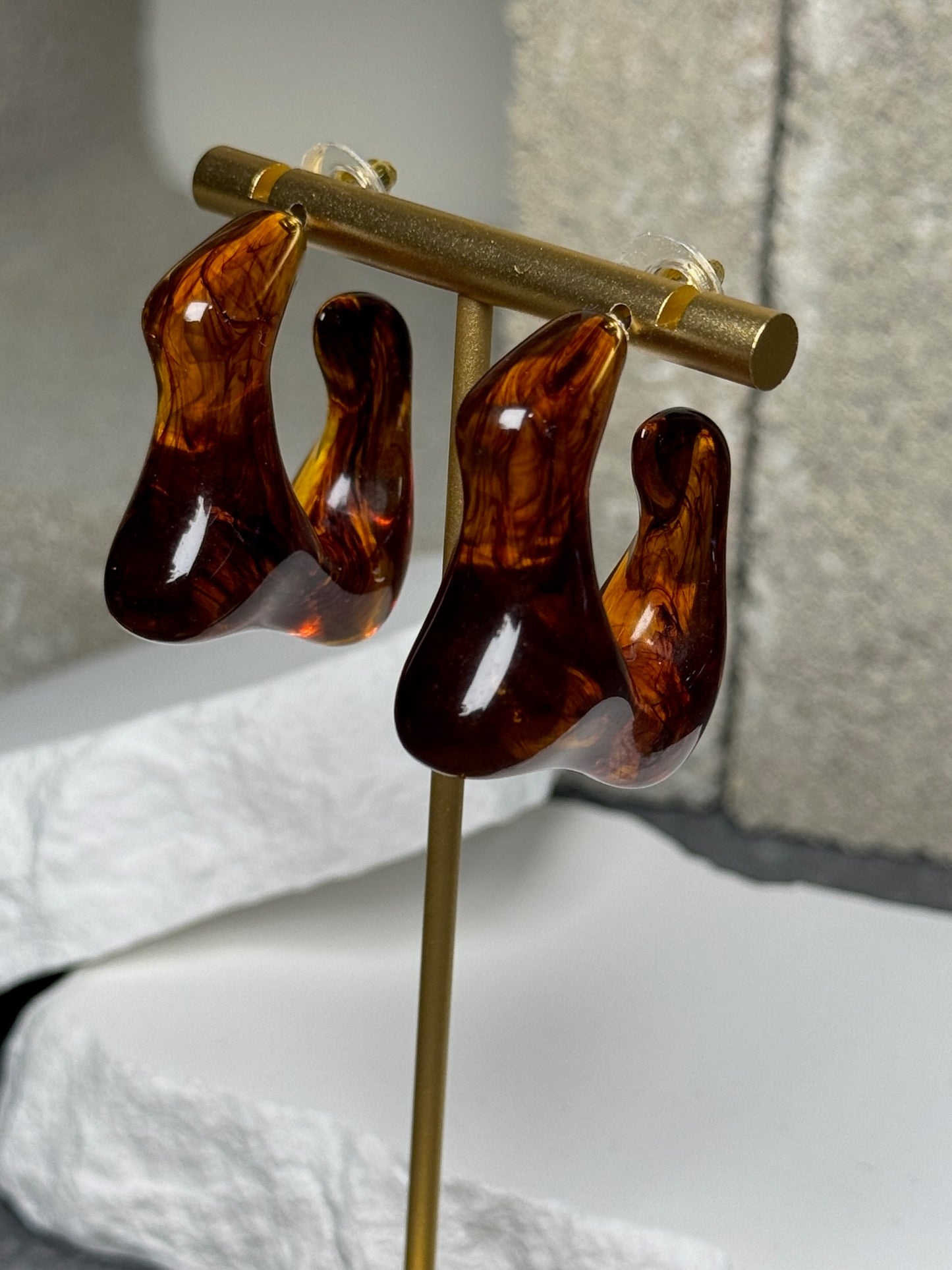 Bronze Beauty Abstract Hoop Earrings