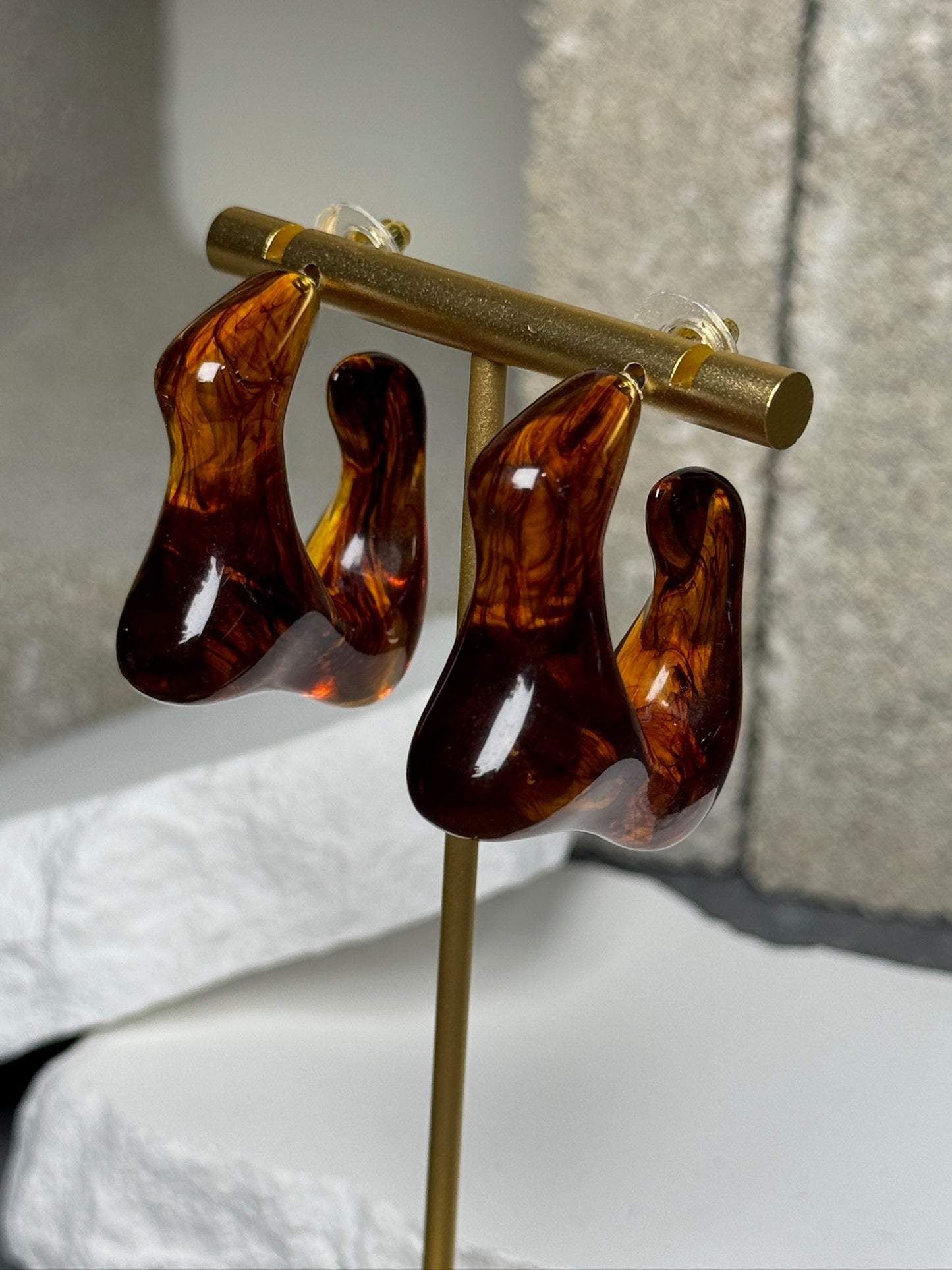 Bronze Beauty Abstract Hoop Earrings