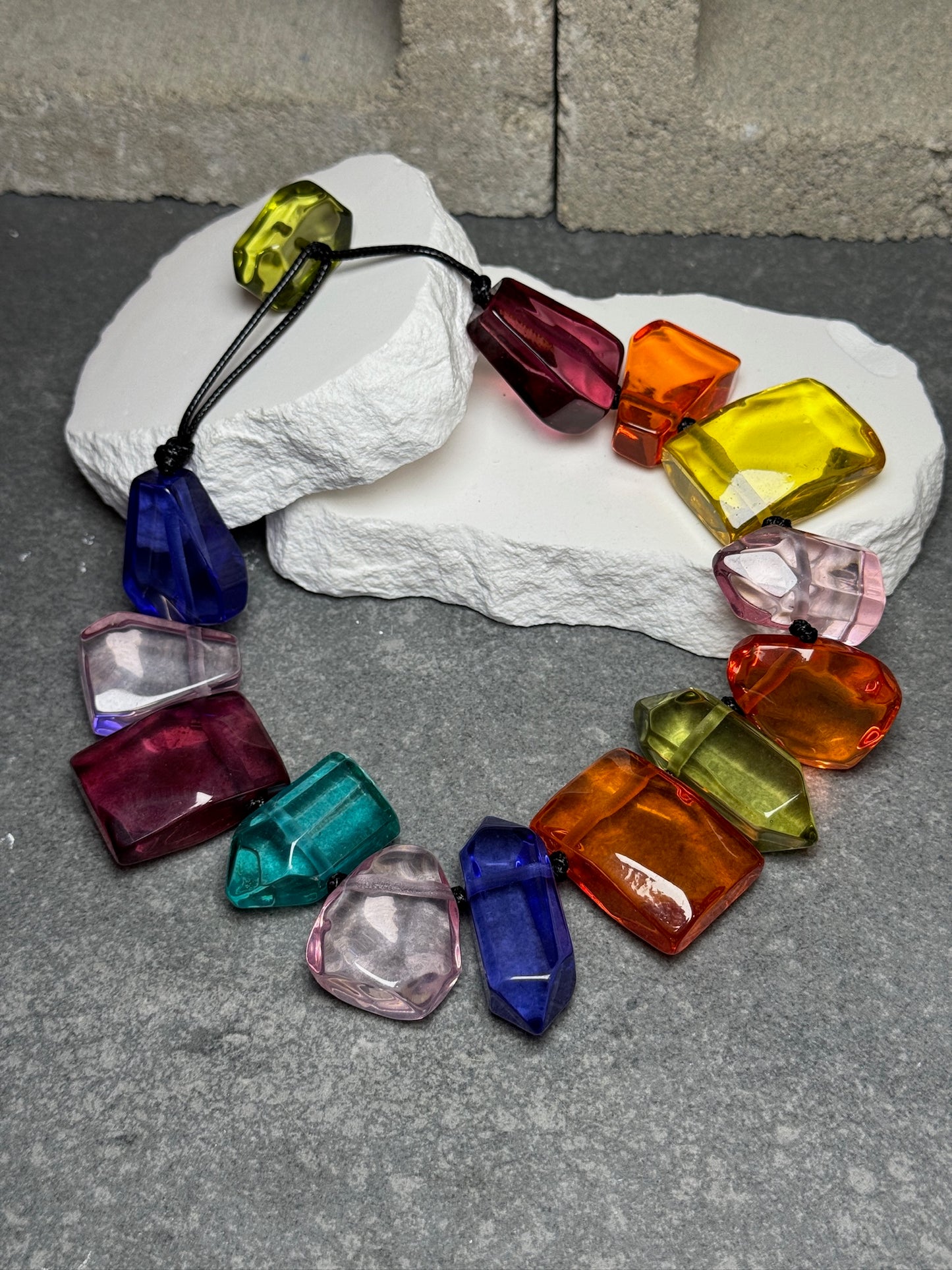Jelly Gem Statement Necklace 19"