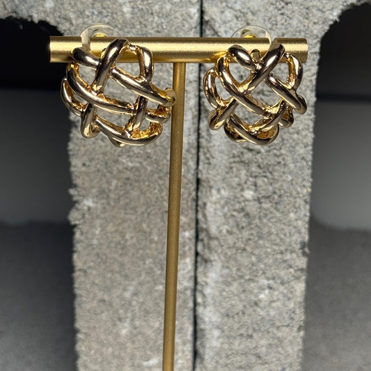 Golden Entanglement Stud Earrings