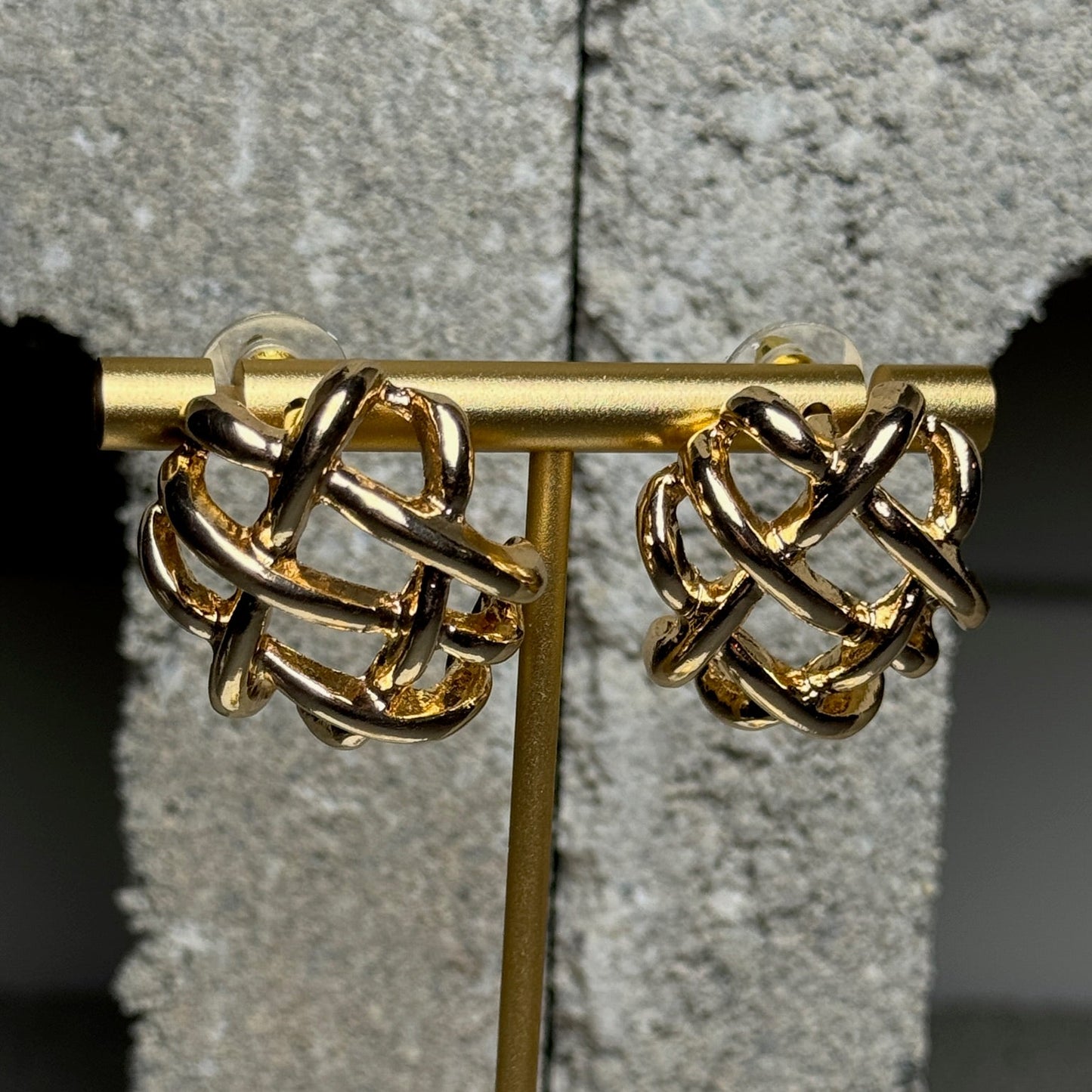 Golden Entanglement Stud Earrings