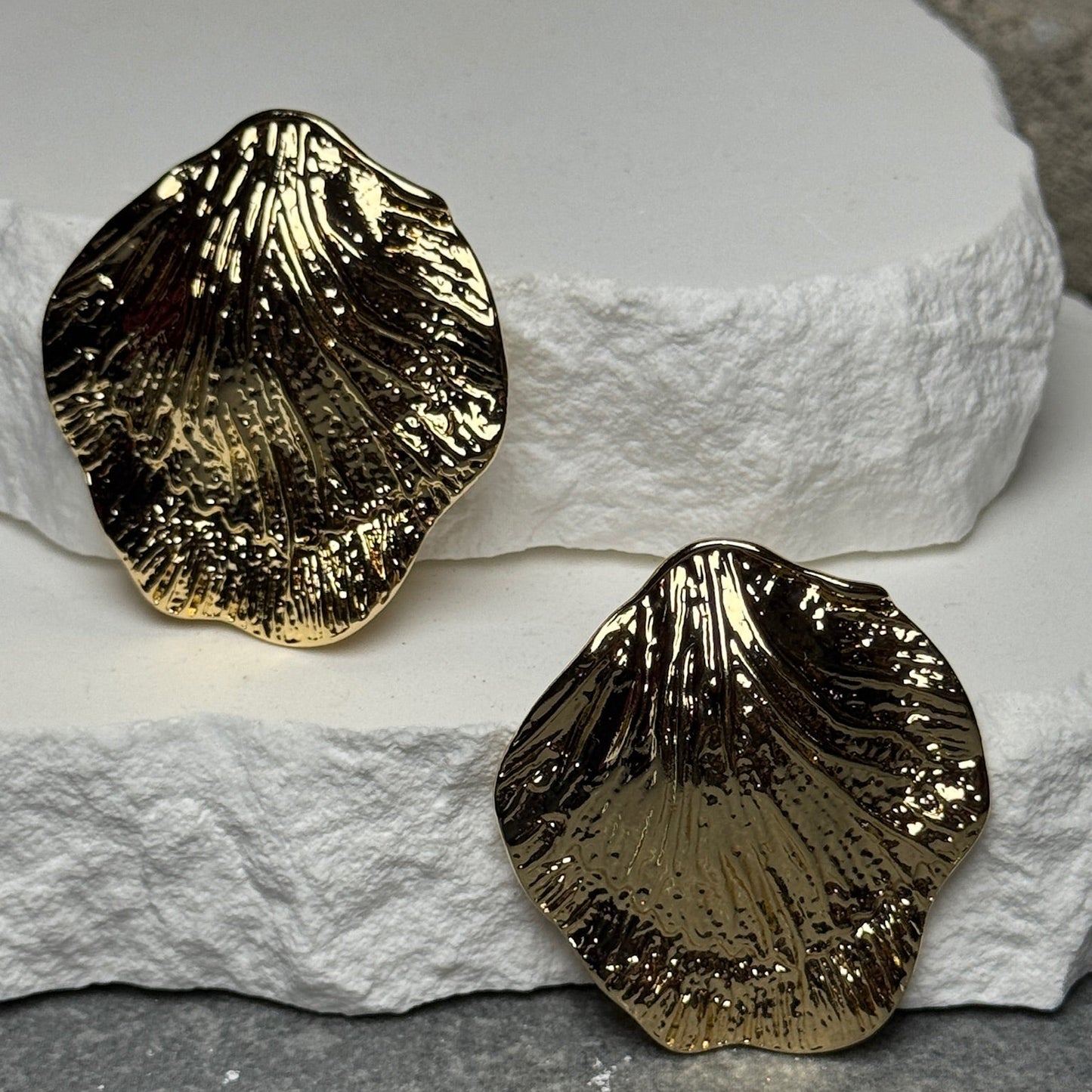 Golden Petal Stud Earrings