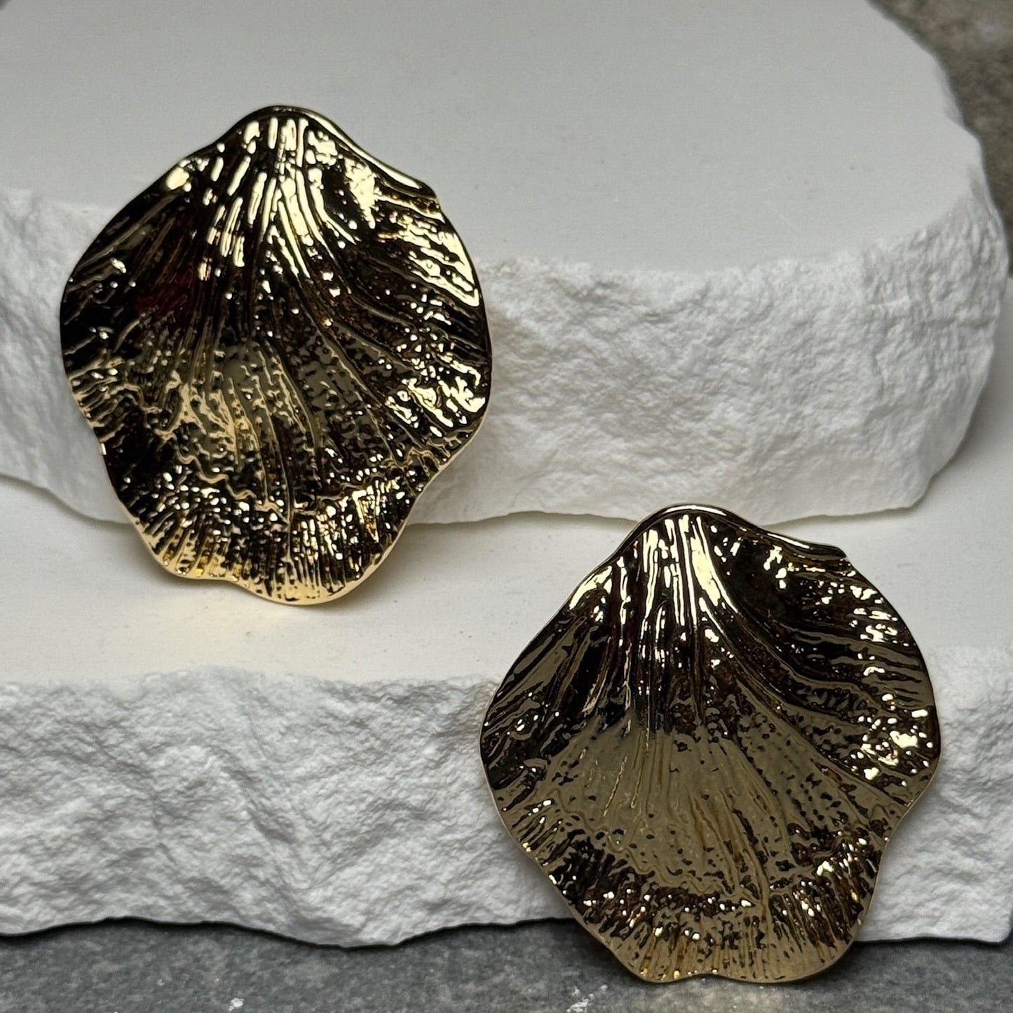 Golden Petal Stud Earrings